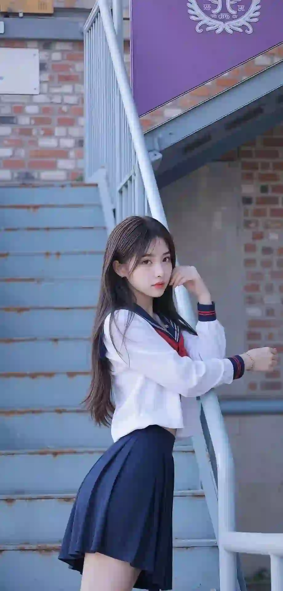 长发美女 jk穿搭 户外写真