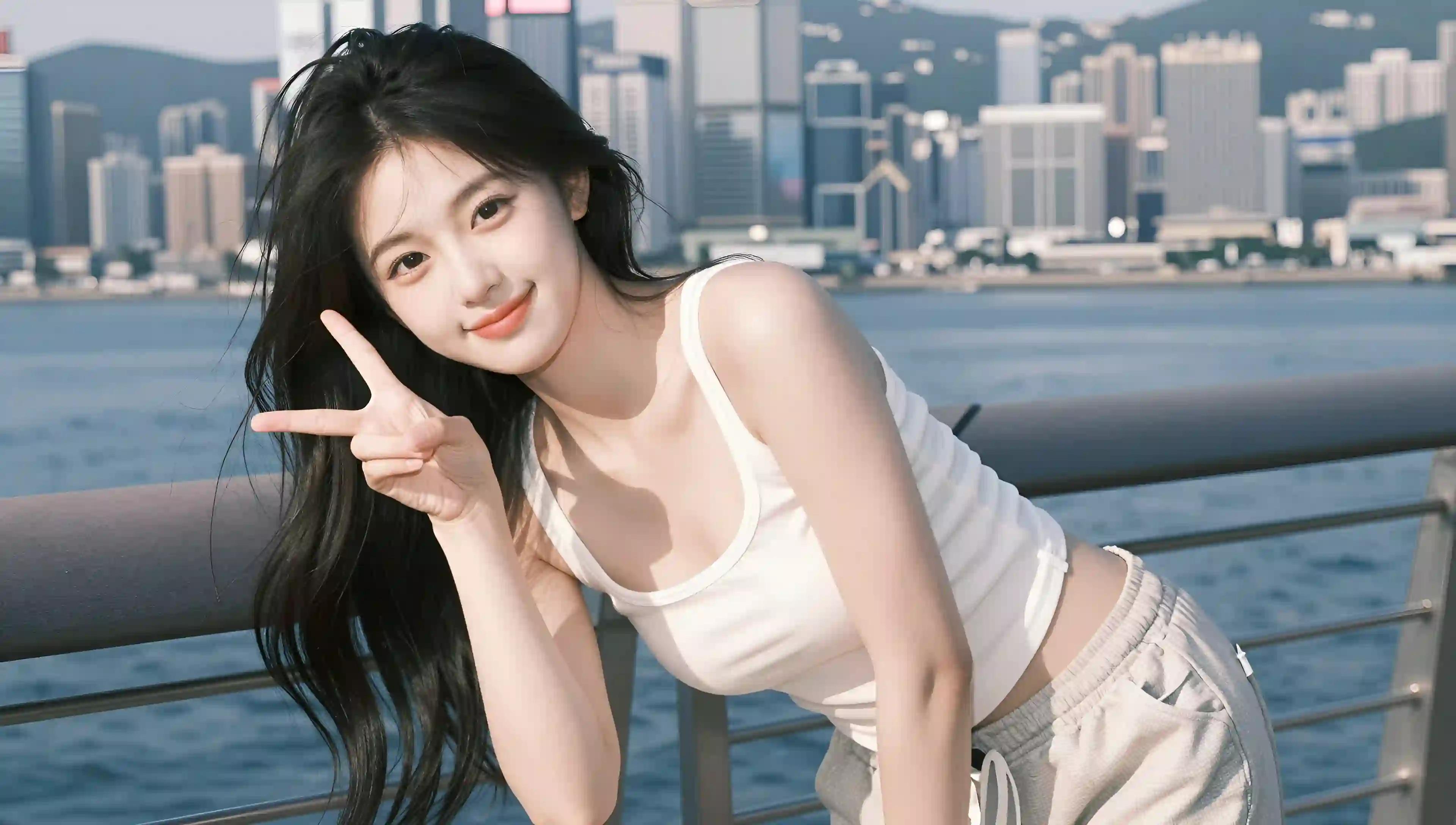 维多利亚港 女生 时尚 海景 人像 清新