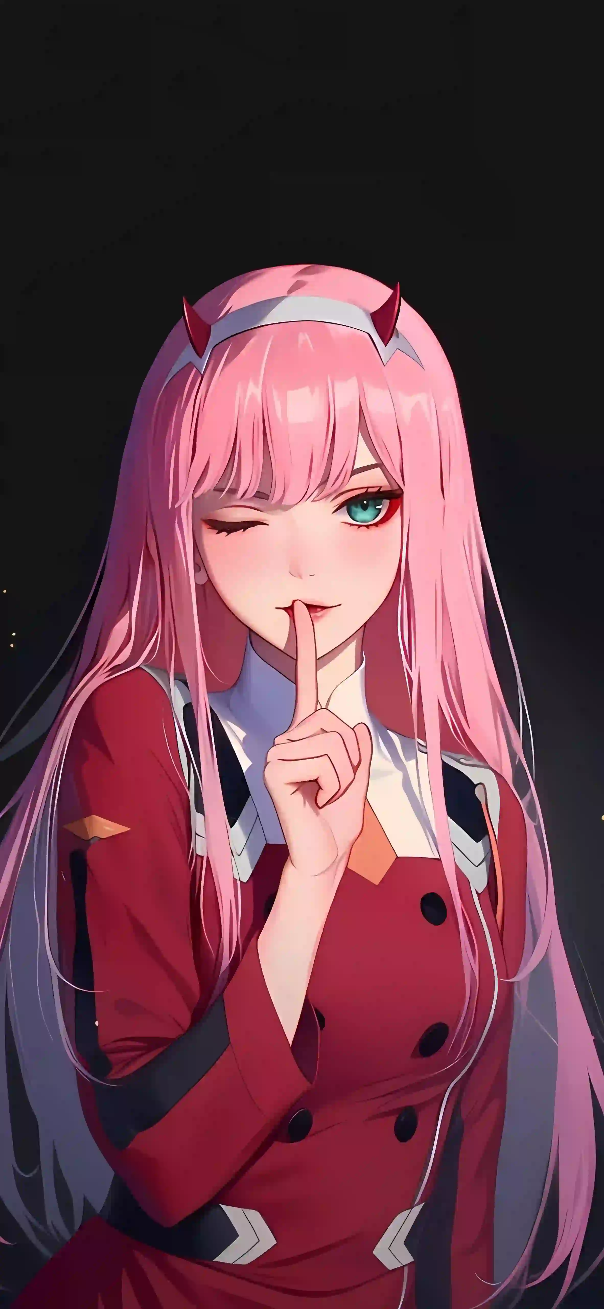 动漫女孩 二次元女孩 嘘 粉红色头发 红色衣服