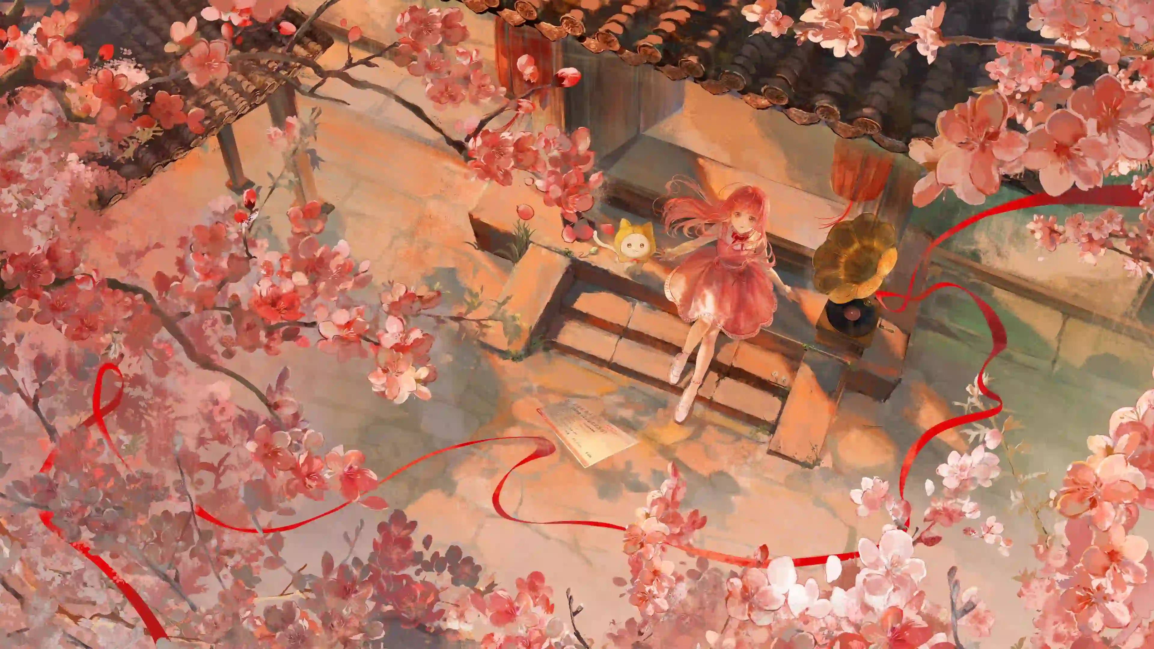 苏暖暖 国风 少女 红色裙子 房间 桌子 灯笼 窗 1