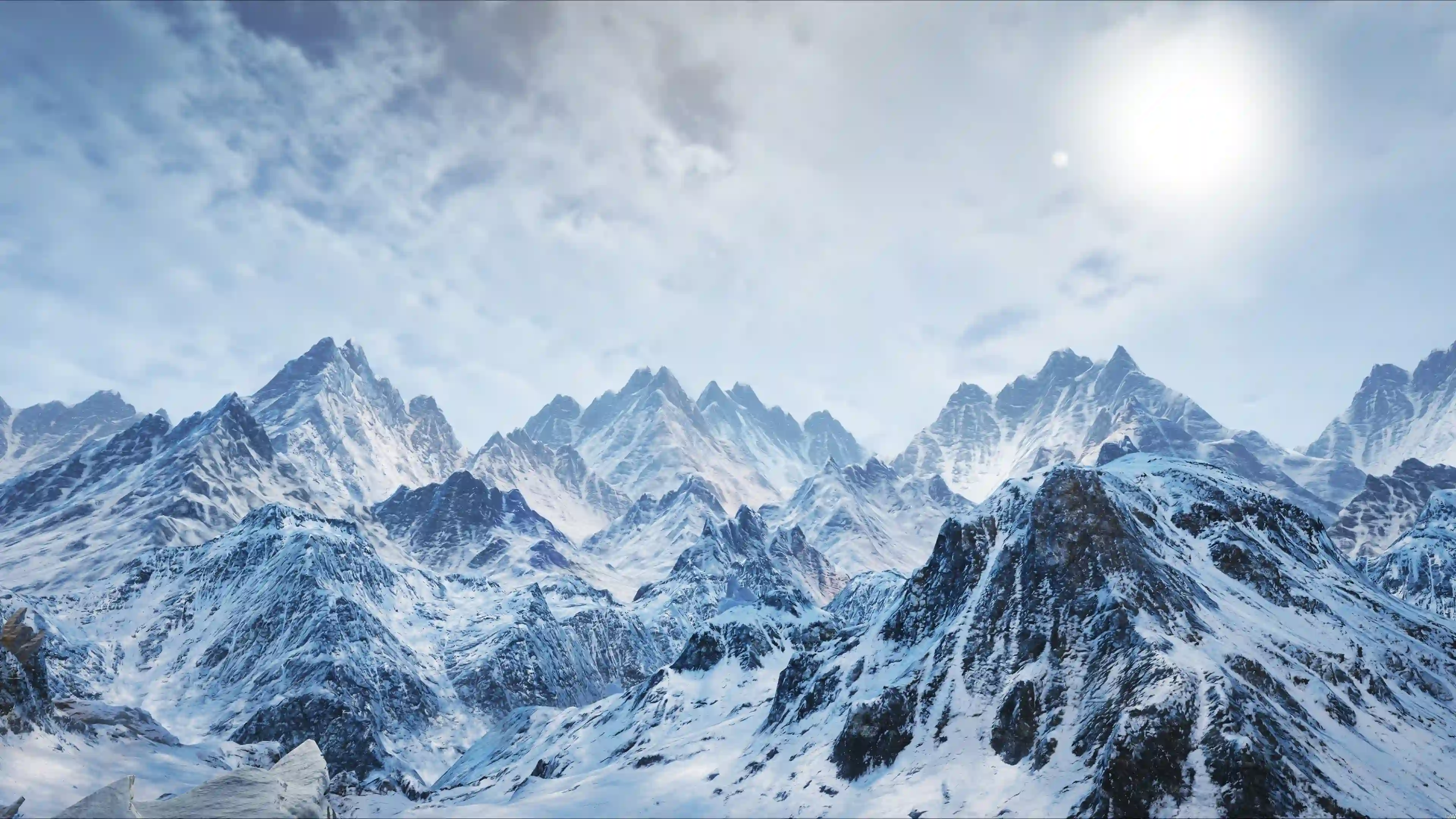 雪山 风景 壮观 冬季 云层 高山 自然