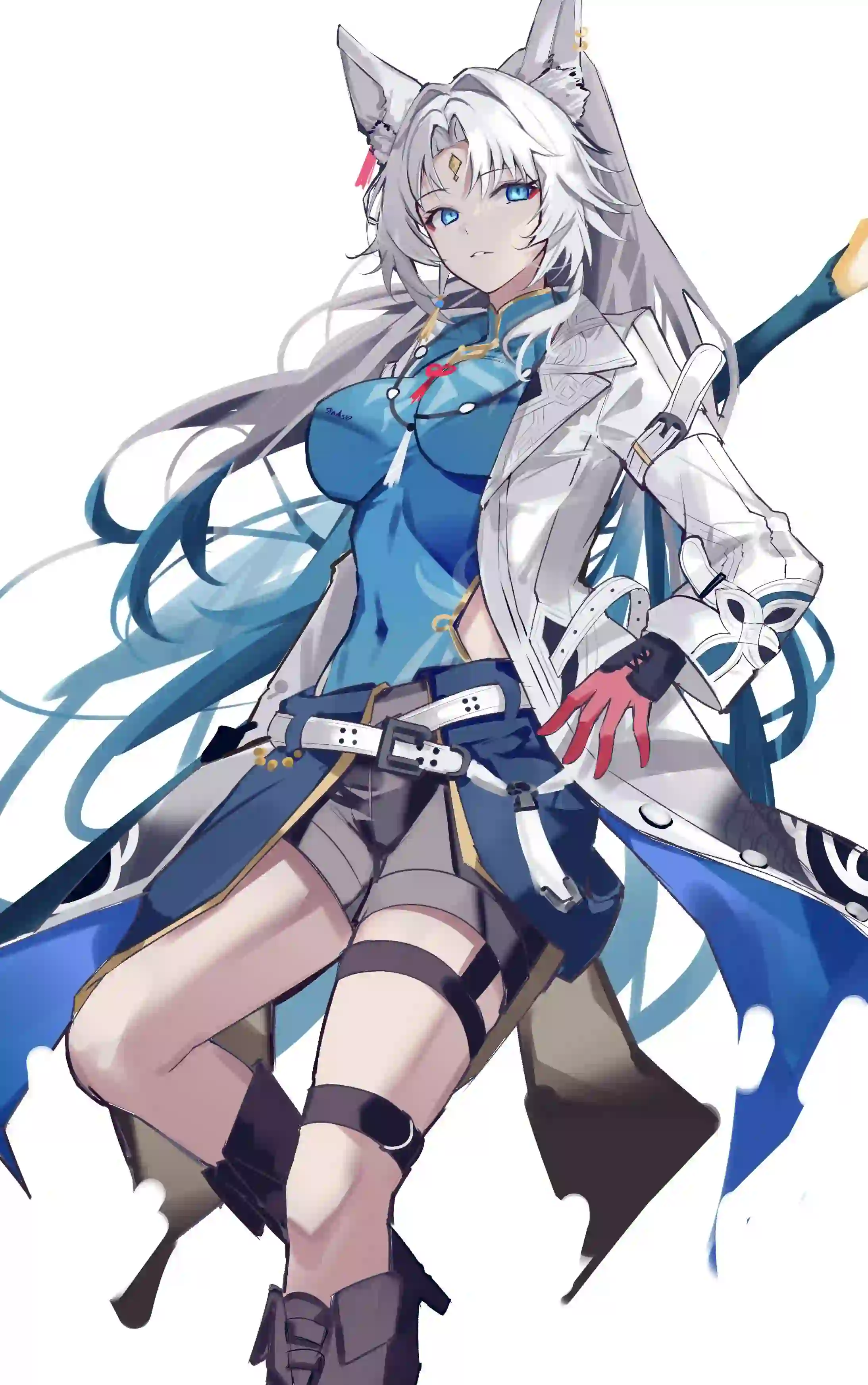 白色头发 狐狸耳朵 动漫女孩 酷酷