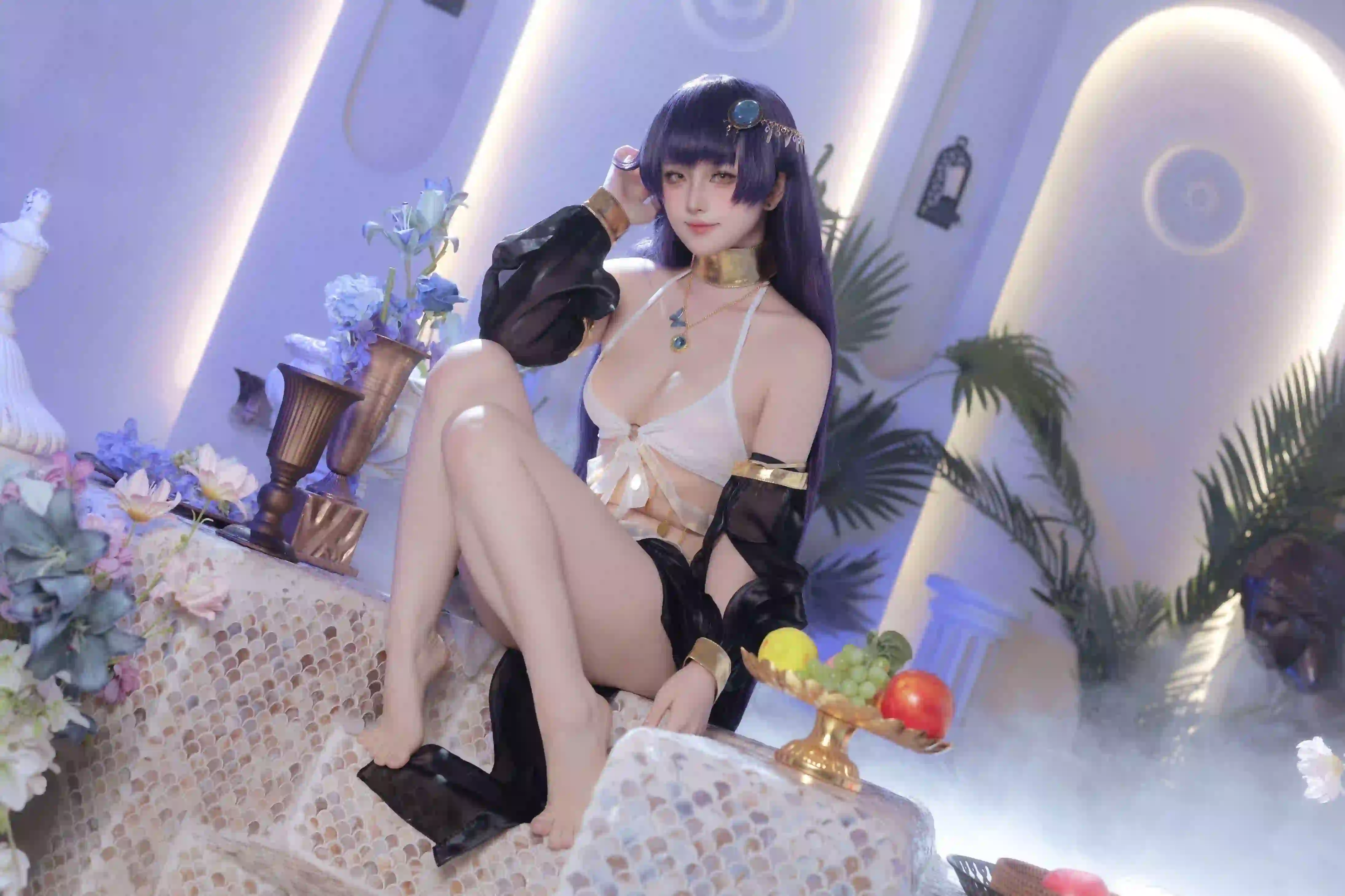 长发性感美女 性感 长发 居家写真 美腿