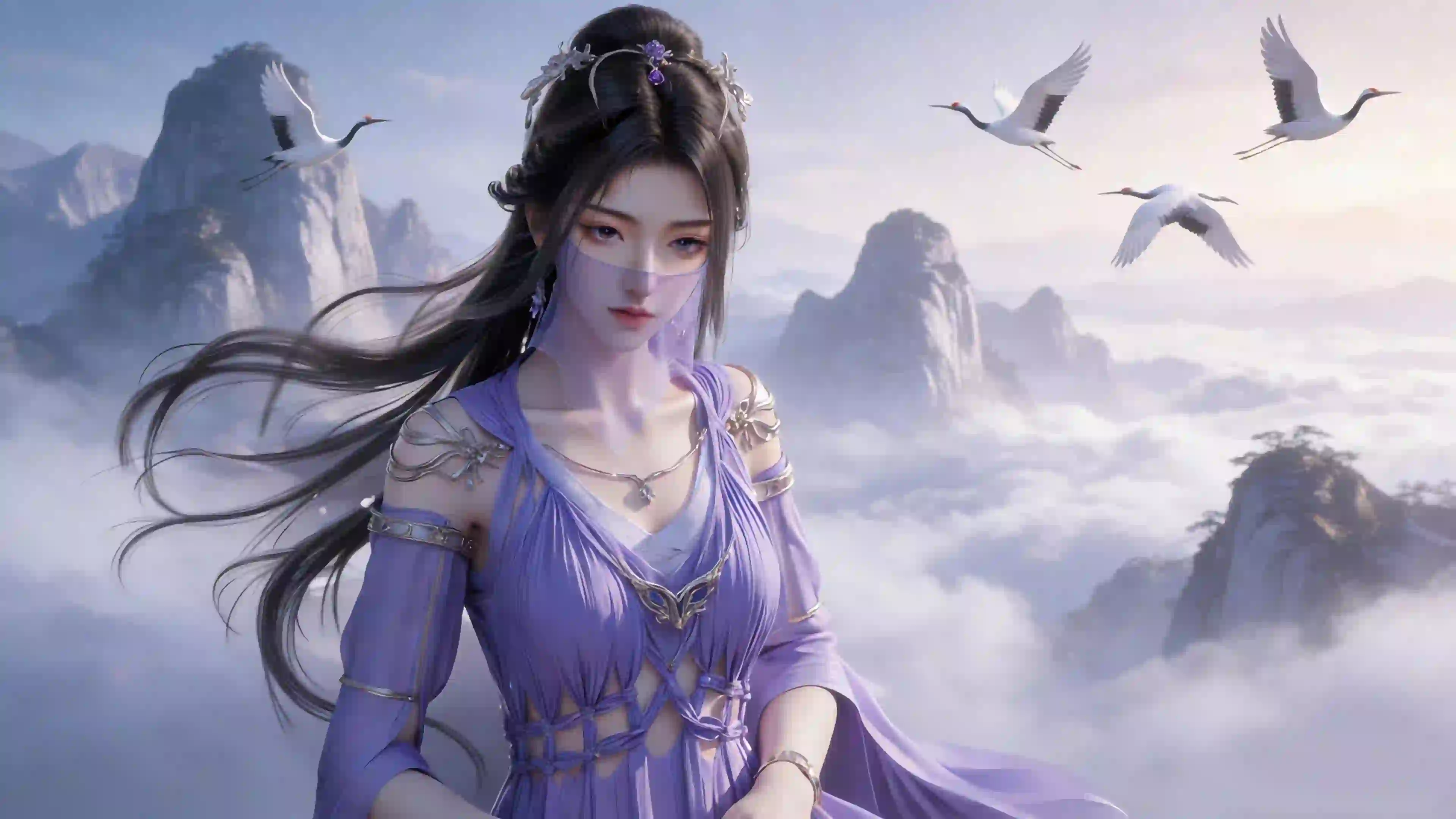 天空 云海 仙鹤 紫灵
