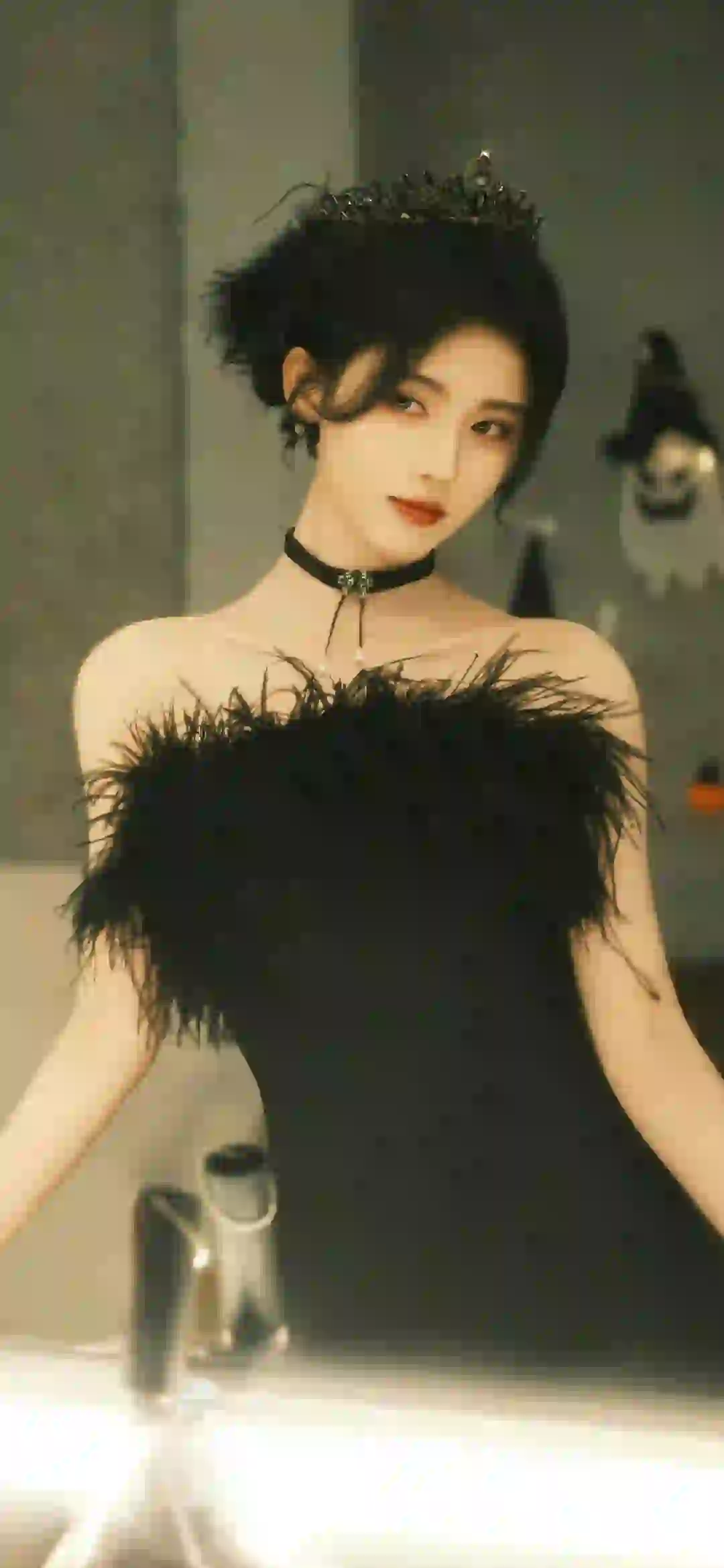 美女女明星 鞠婧祎 长发美女 女神 黑色晚礼服