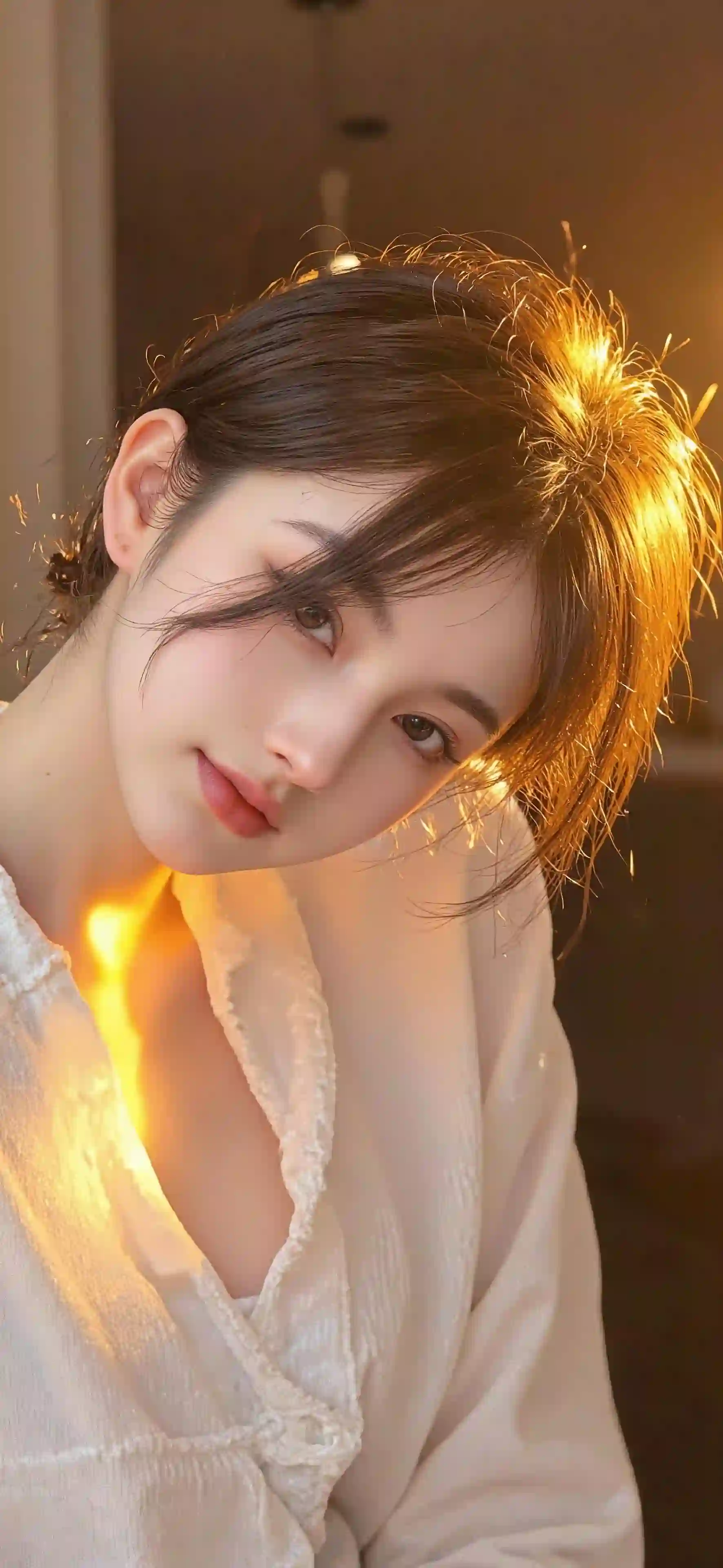 暖光 白裙少女 侧颜 逆光摄影 温柔