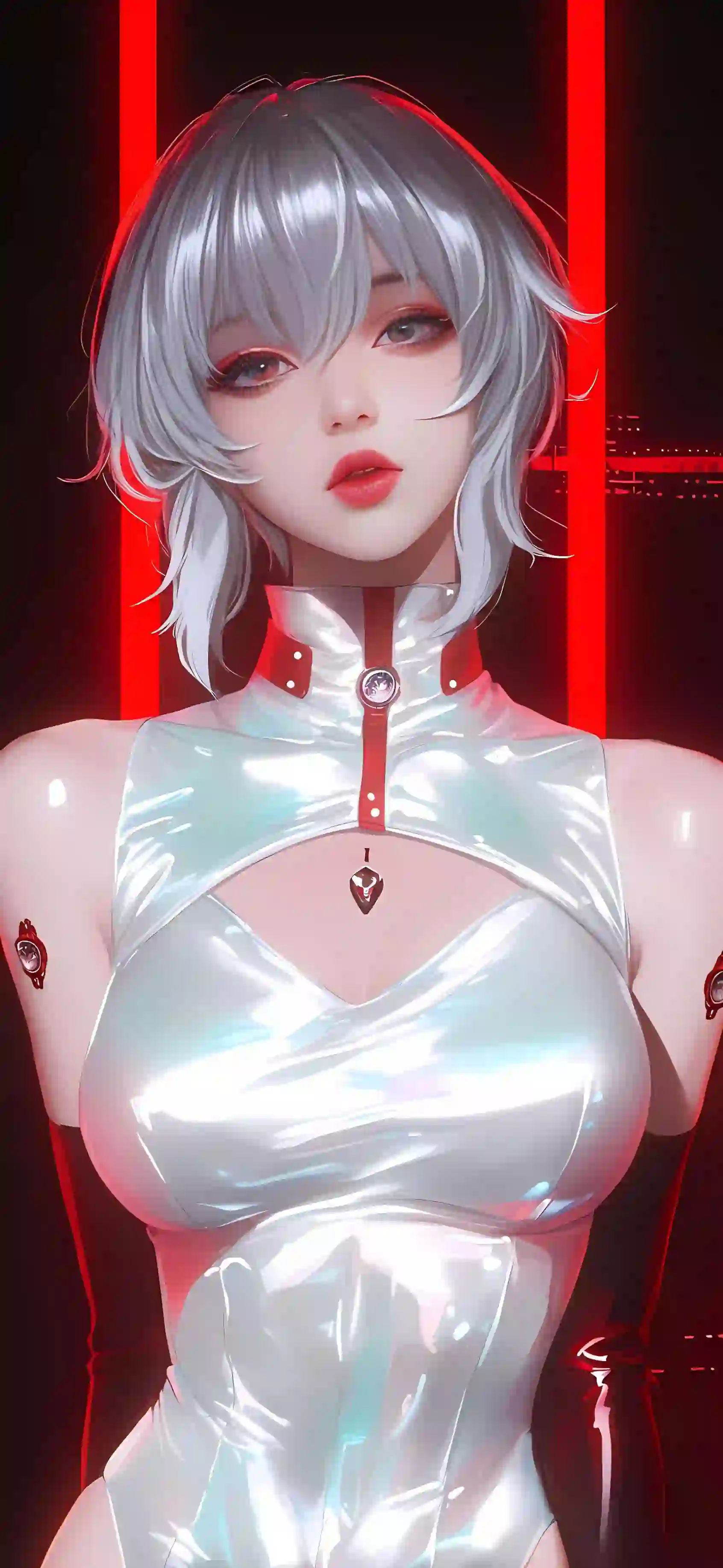 ai 动漫女孩 二次元 性感美女 白色头发