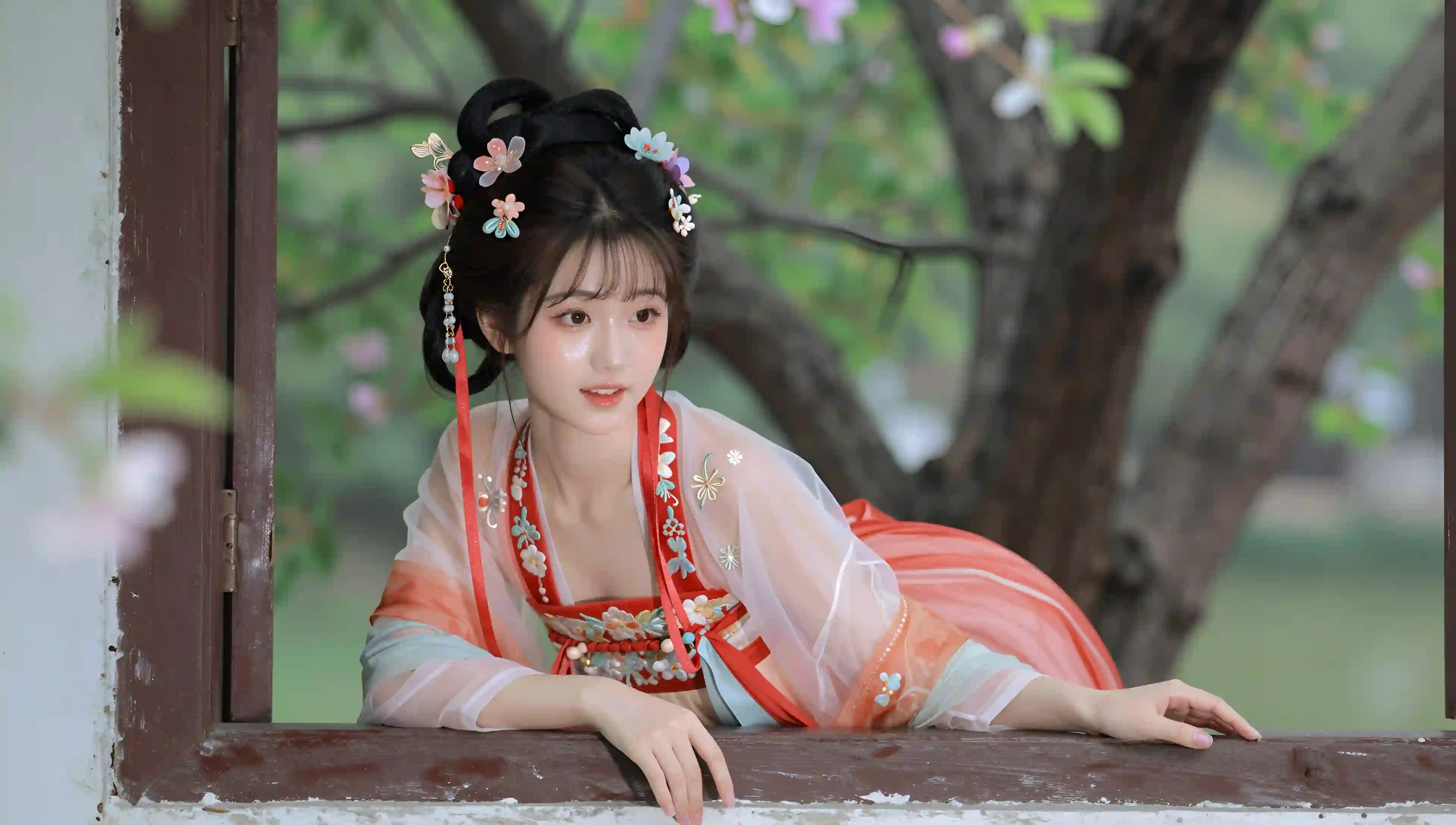 古风 汉服 少女 窗边 唯美 壁纸