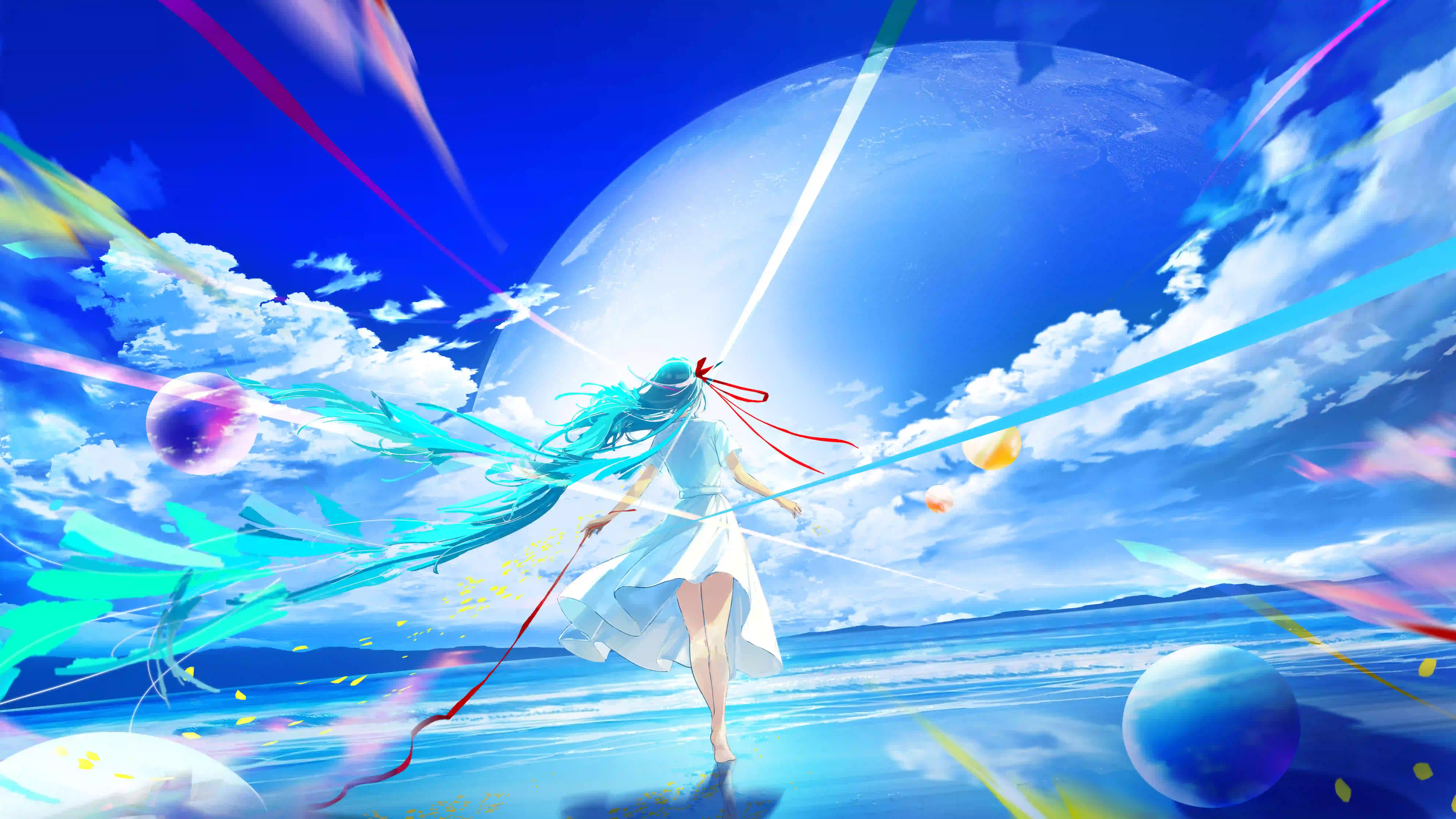 初音未来 动漫女孩 二次元女孩 彩虹