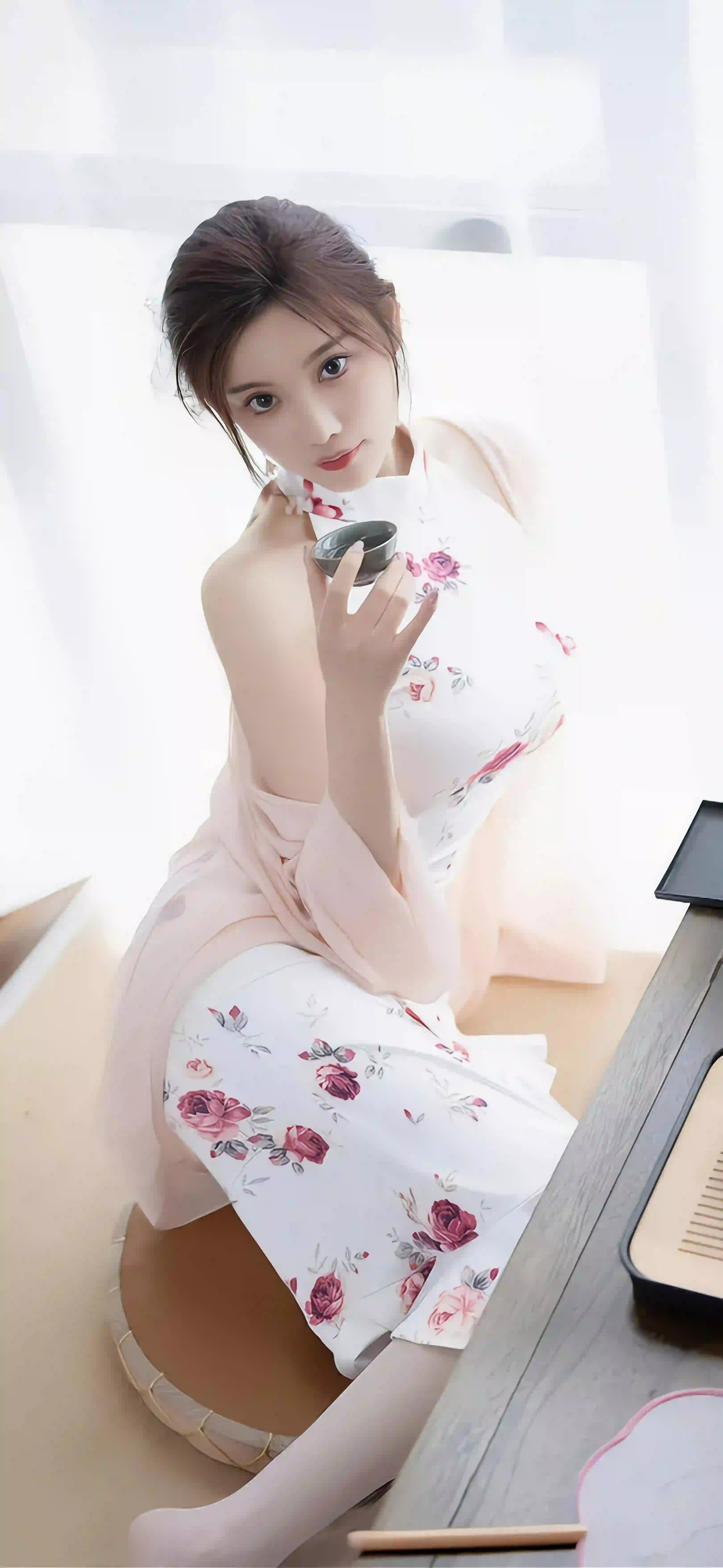国风美女 白色旗袍美女 优雅美女