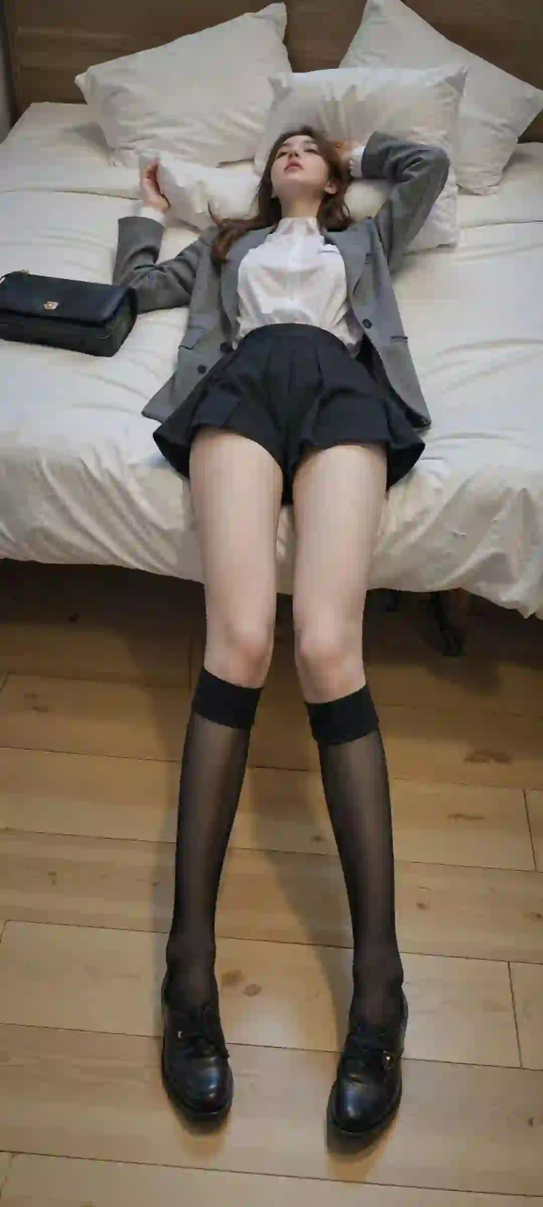 长发美女 JK制服穿搭 黑丝美腿 酒店