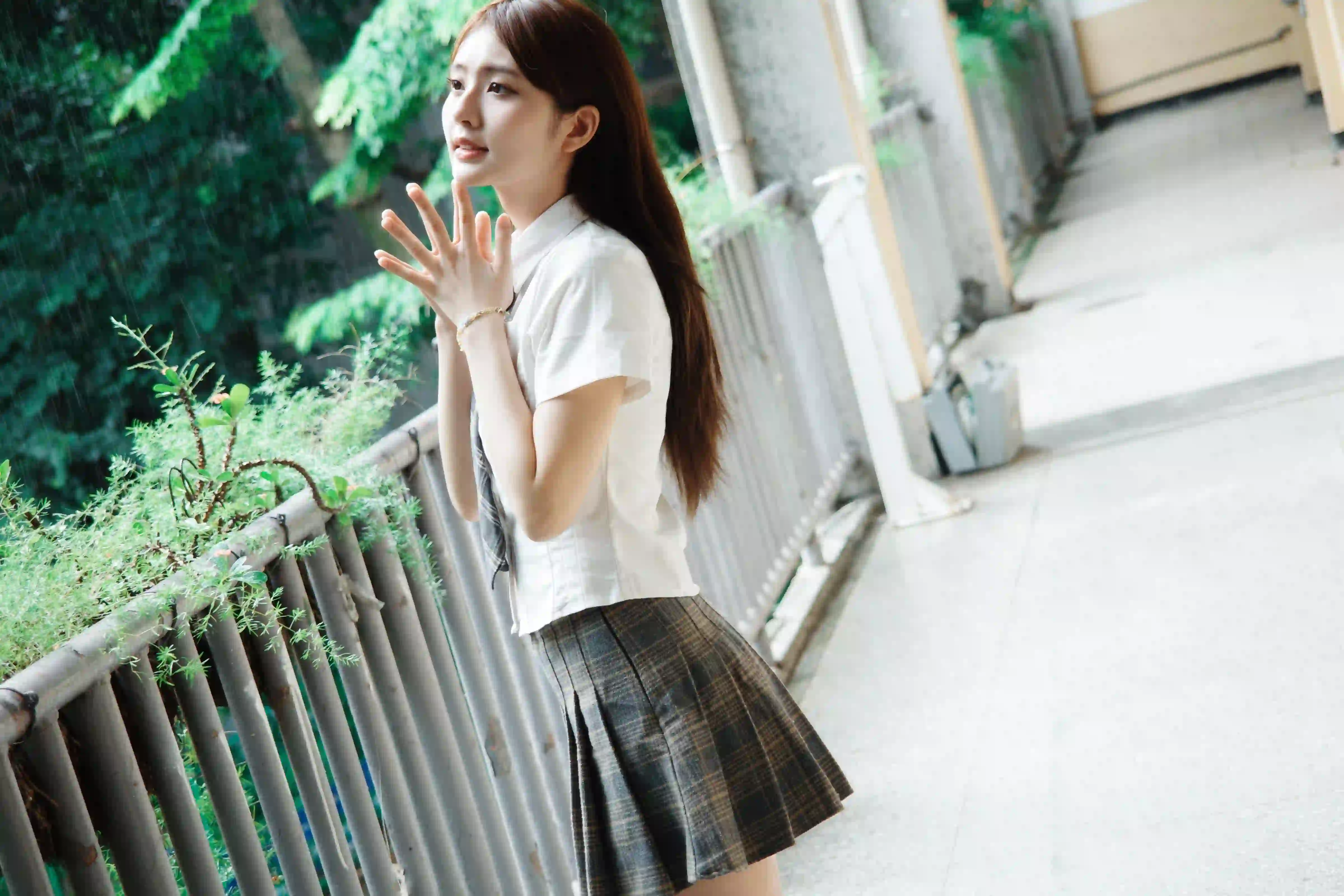 长发jk美女 户外写真 校园场景 可爱 清纯女孩