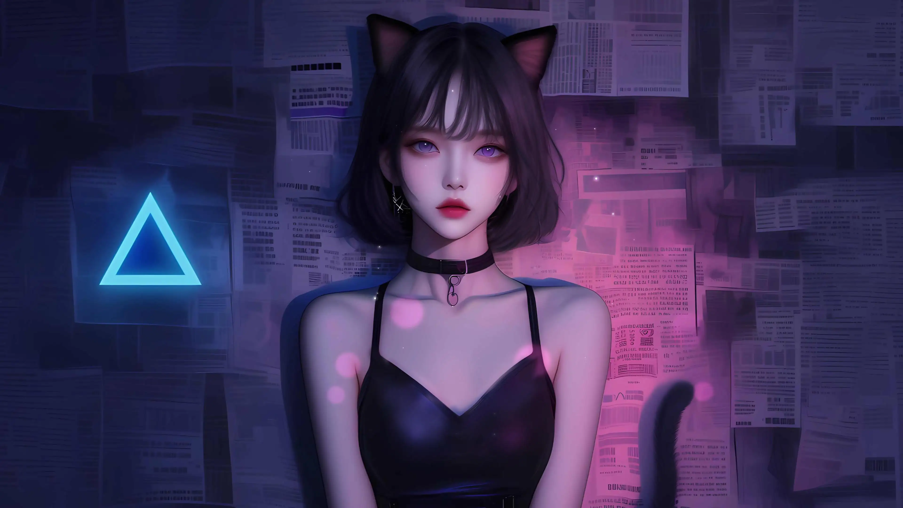 兽耳 猫耳美女 短发 猫尾巴 动漫女孩