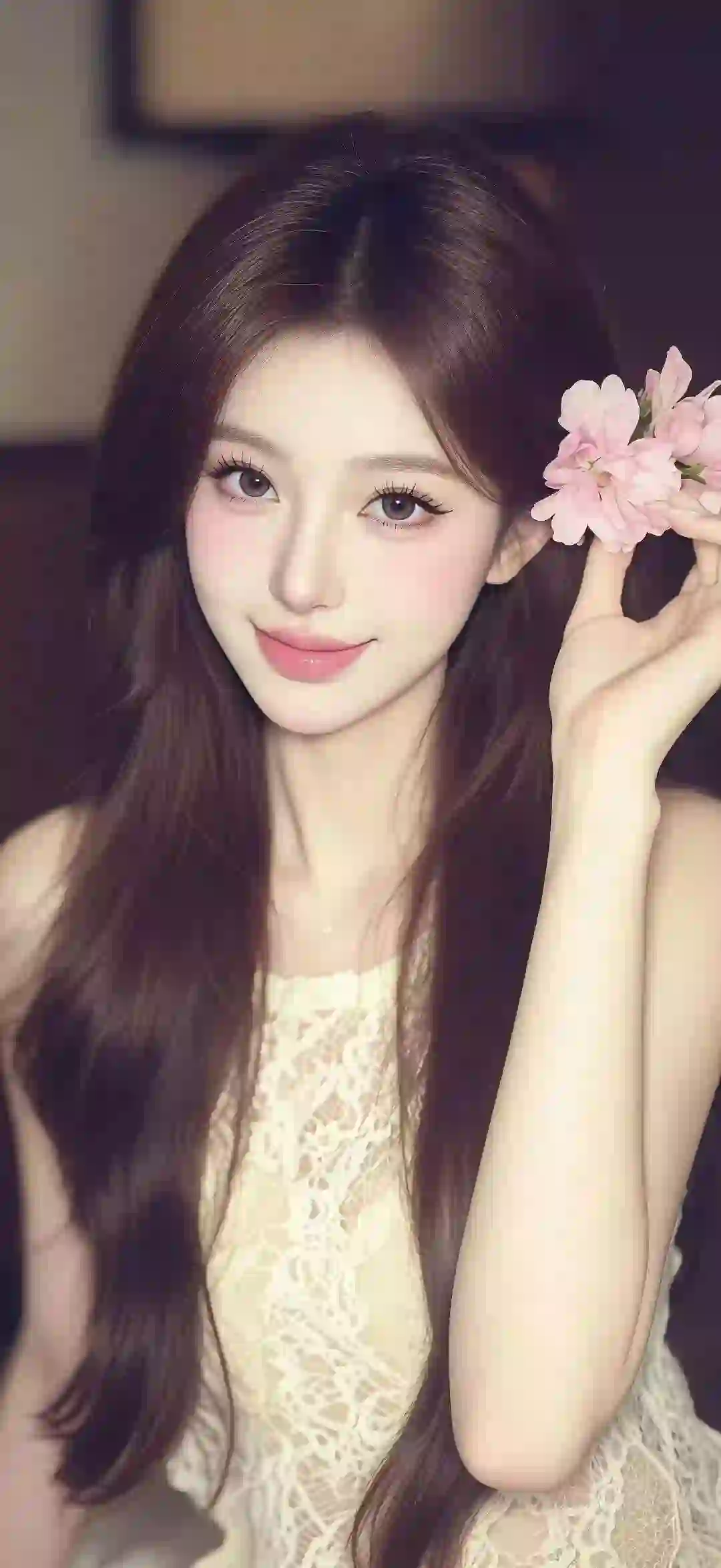 美女 长发美女 甜美 花