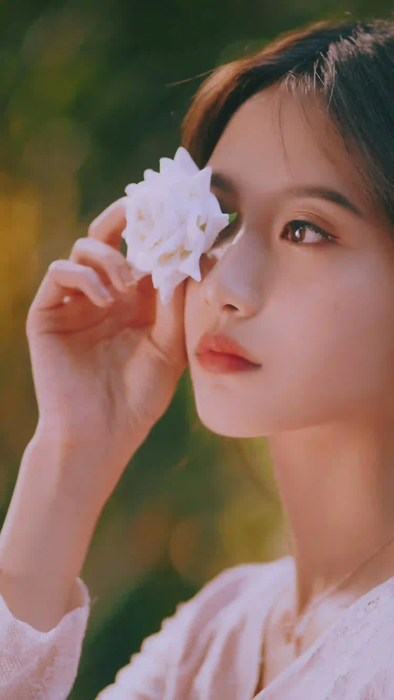 唯美 白花 少女 清新 人像 花朵