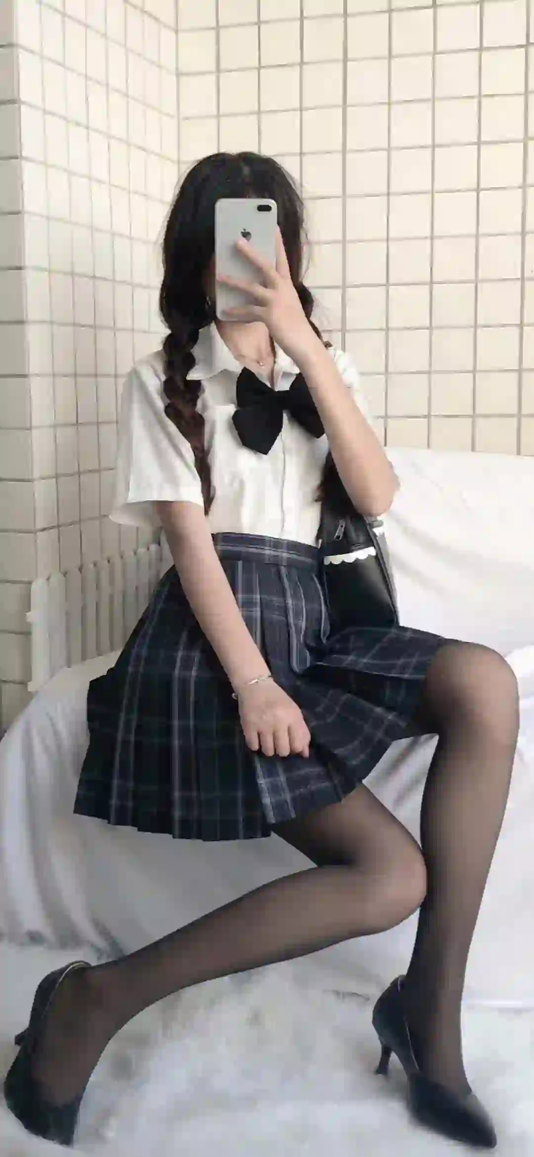 长腿丝袜美女 jk 黑色丝袜 黑丝 