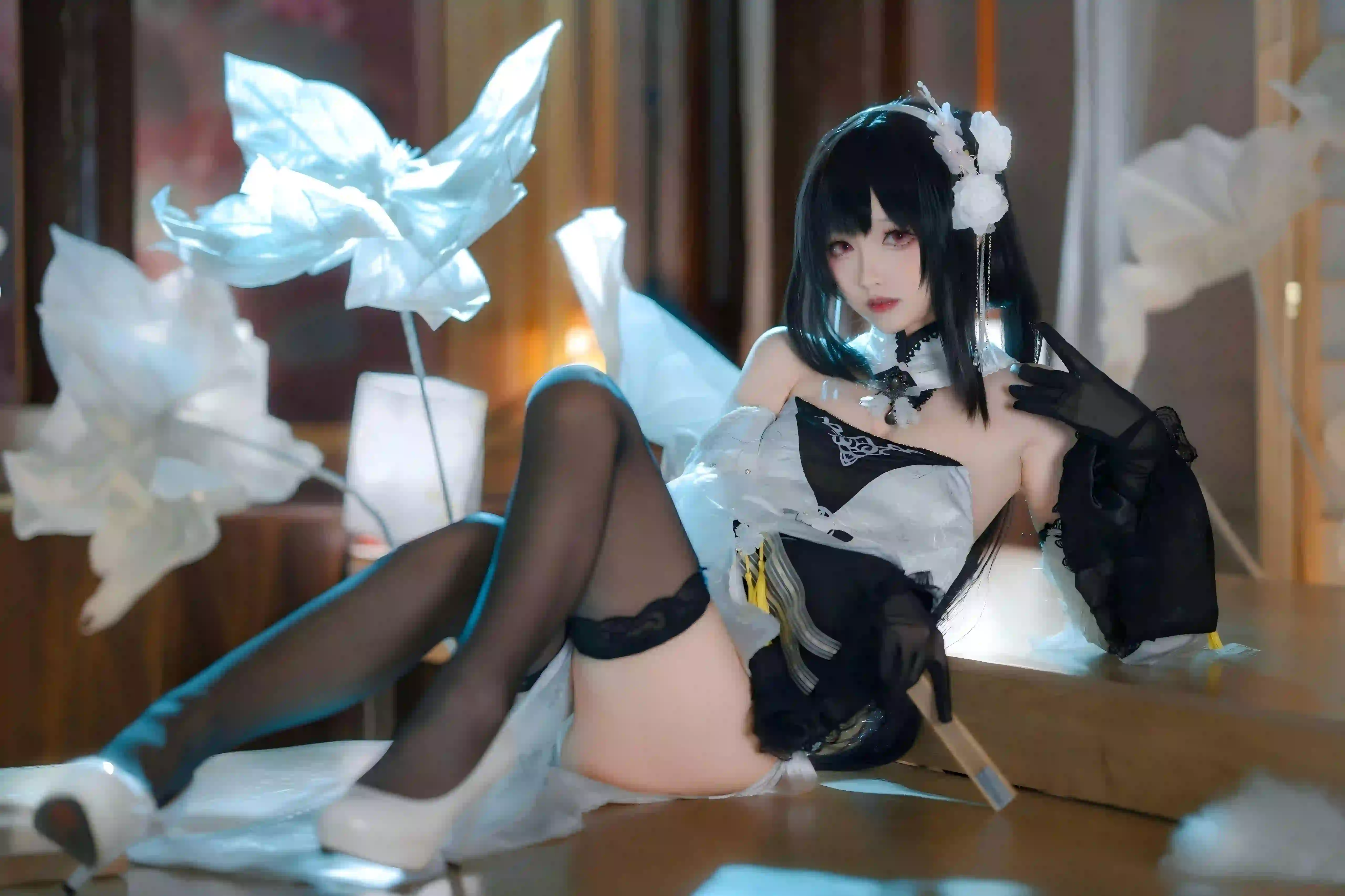 花 cosplay 长发美女 丝袜美腿 性感美女 黑丝高跟鞋