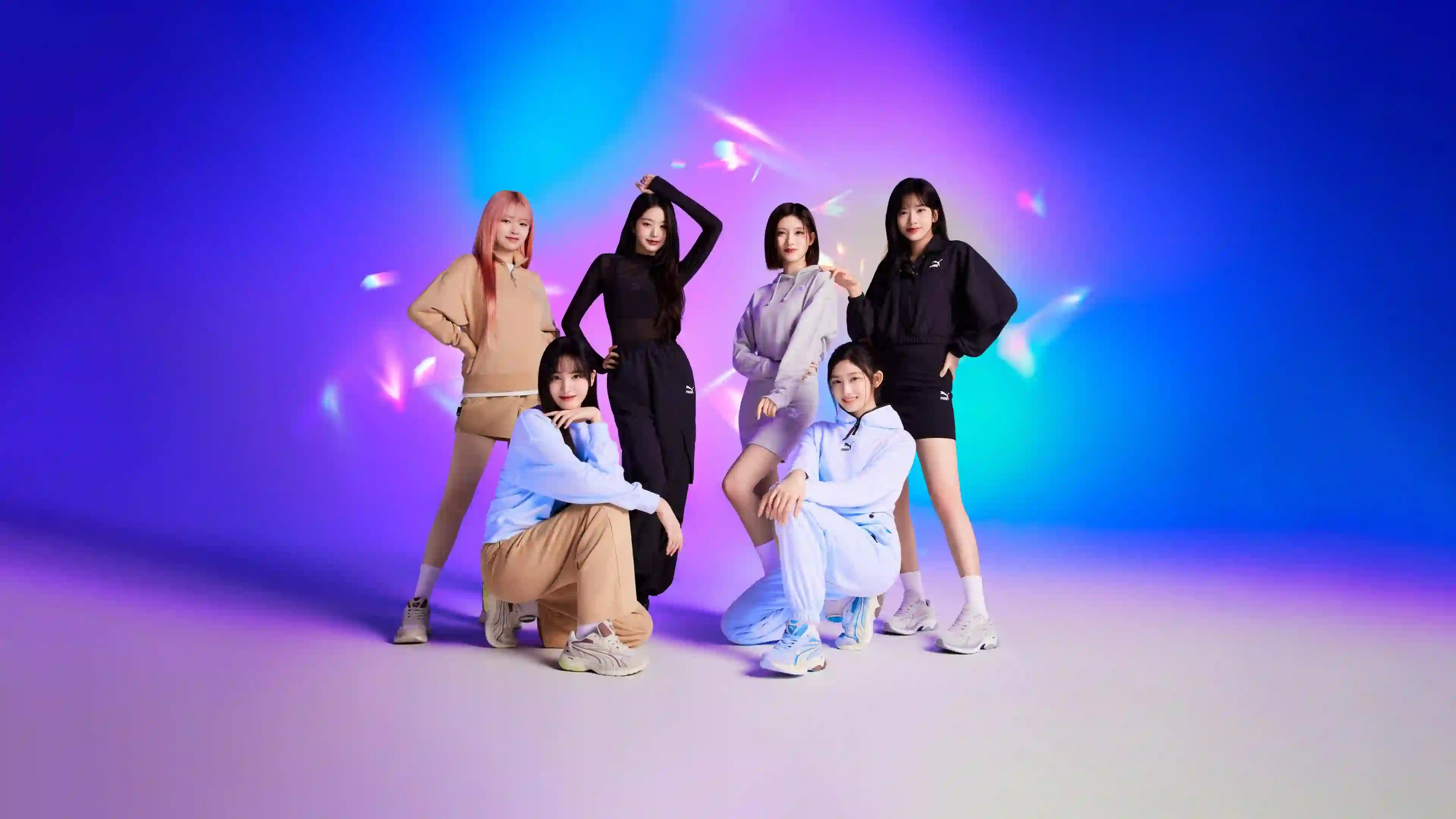 ive 长发美女 女团 炫彩背景