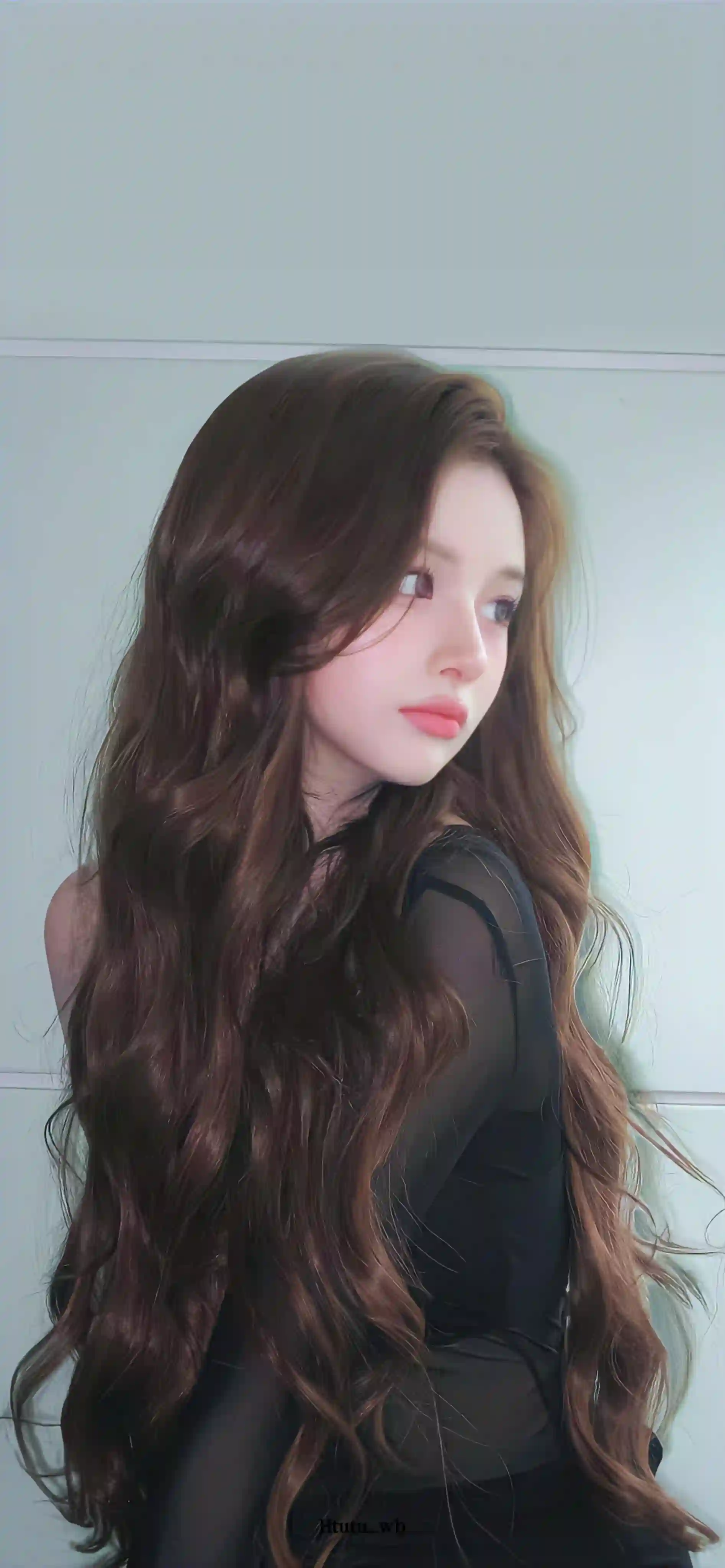 长发黑裙美女 唯美 性感美女 长发
