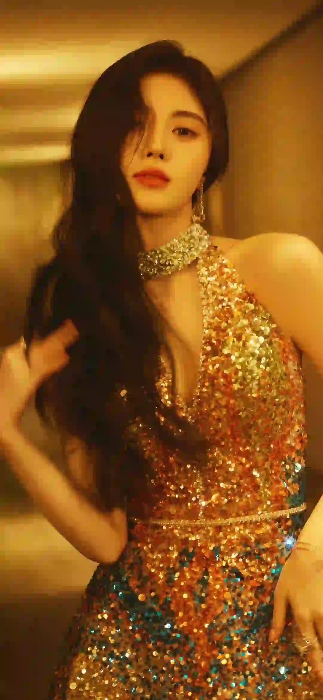 美女女明星 鞠婧祎 长发美女 女神 闪闪的裙子