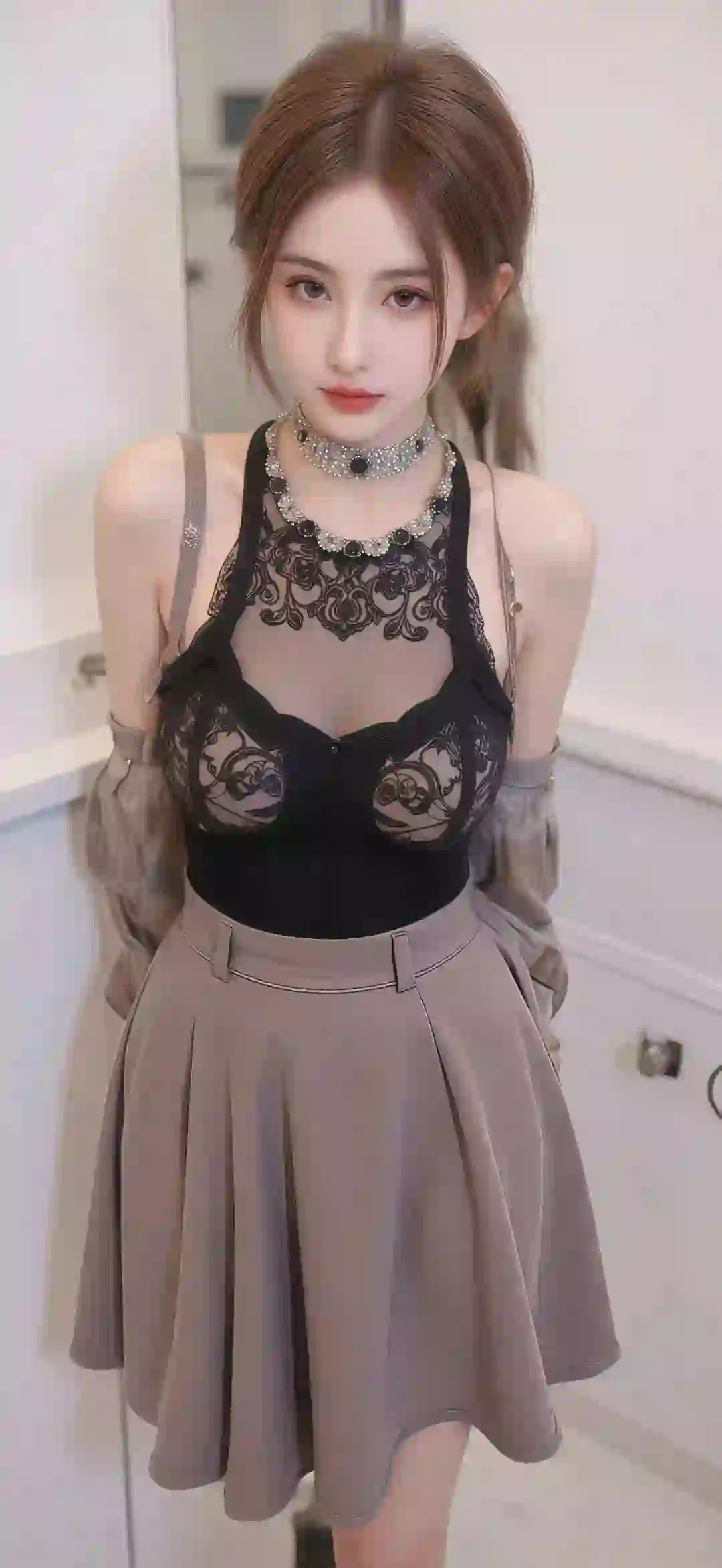 长发性感美女 个性穿搭