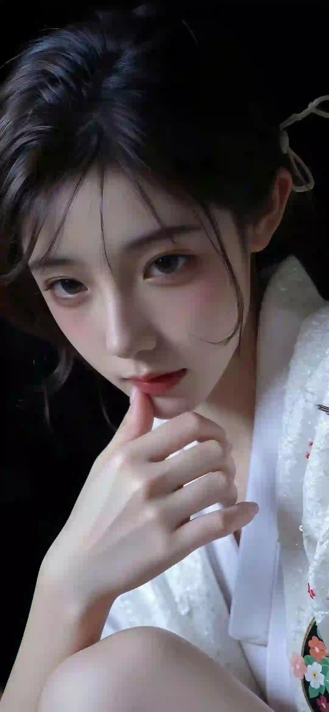 长发古风美女 清纯美女 白色衣服 古风