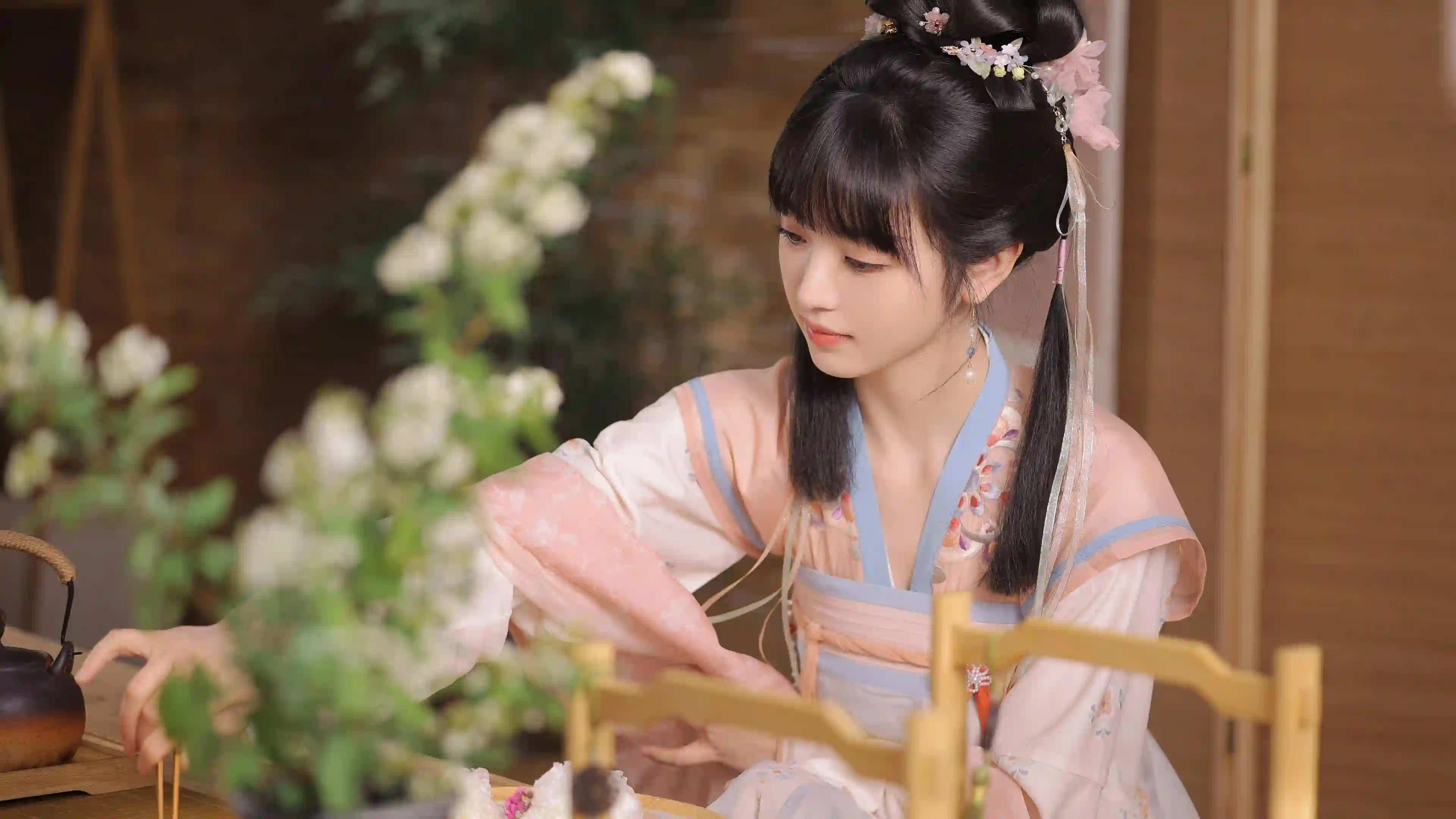 田曦薇 古装美女 古风美女 粉红色古风汉服