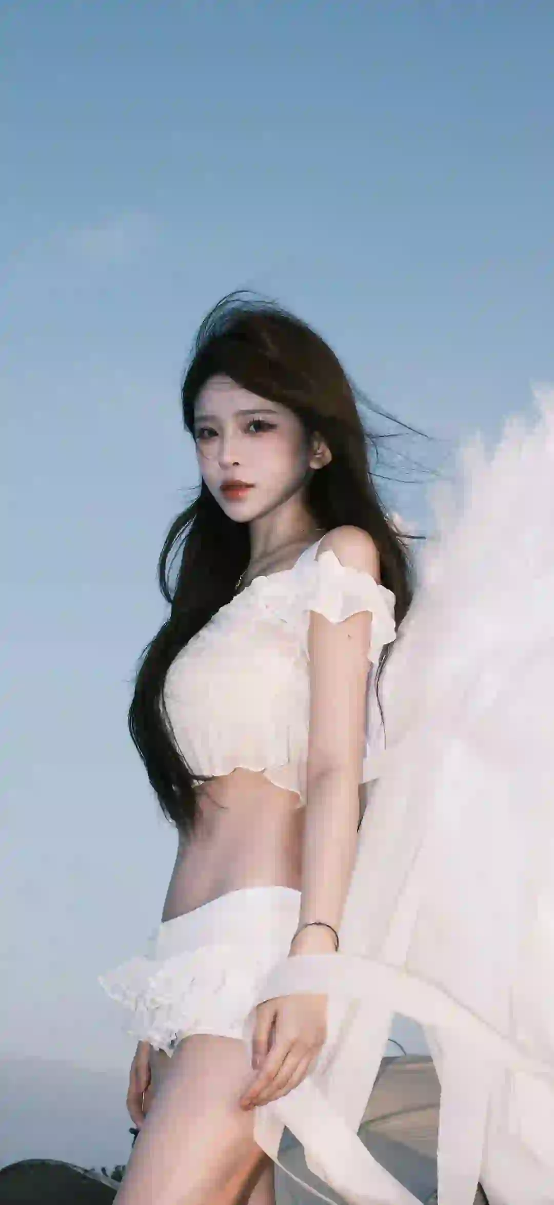 长发白衣美女 居家写真 天使翅膀 清纯美女