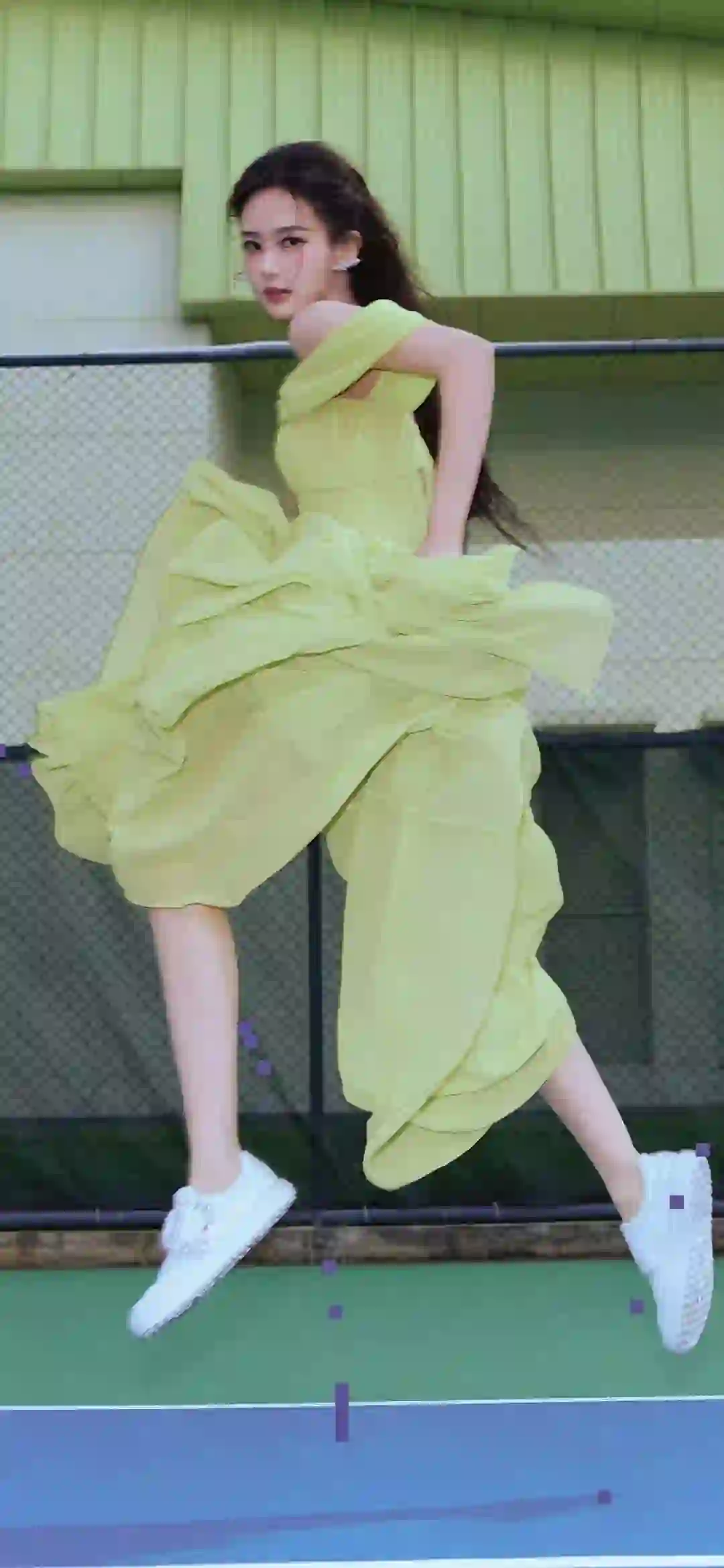 网球场 长发美女 李一桐 运动