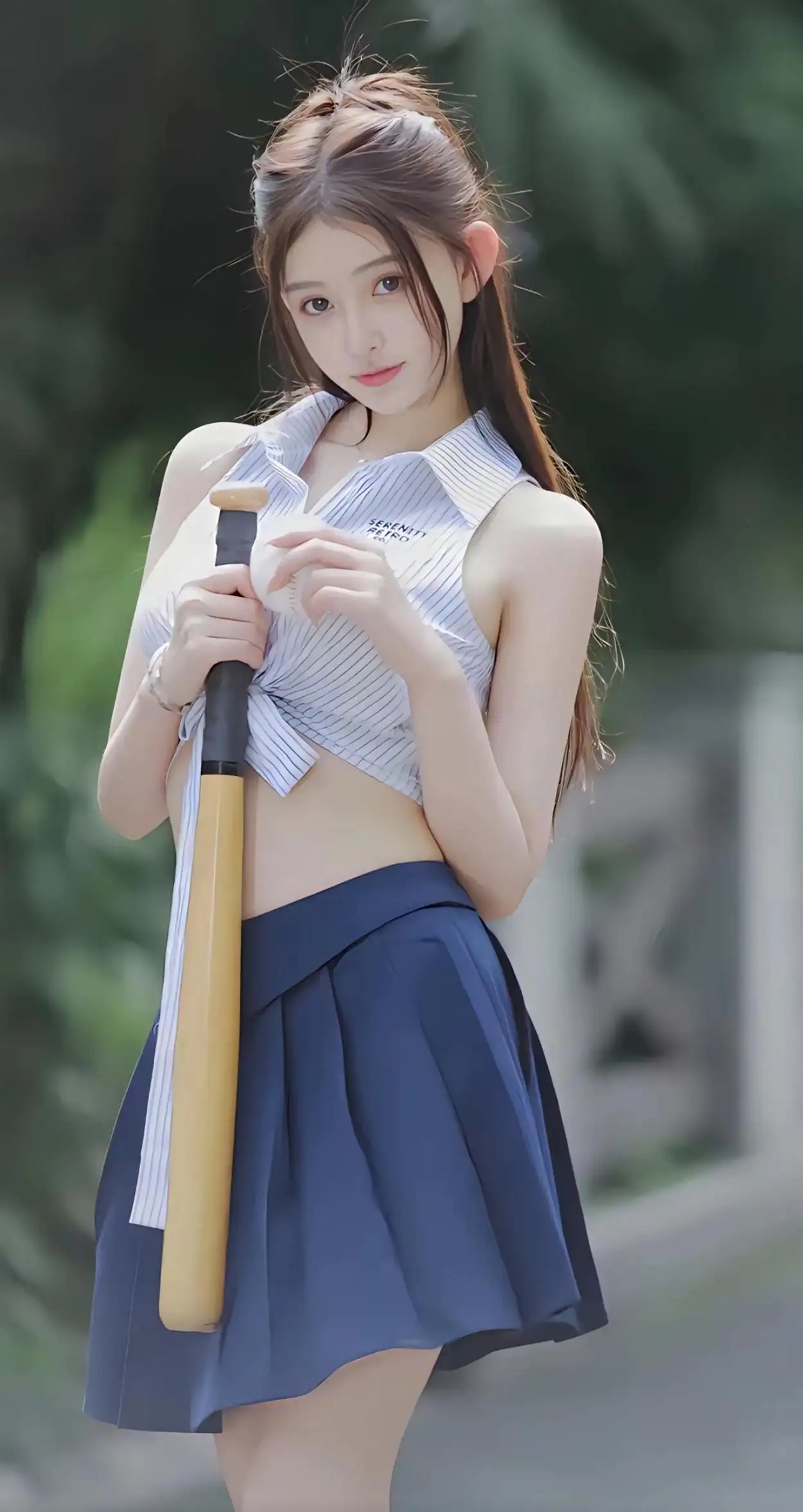 棒球美女，JK裙美女，街拍棒球美少女写真手