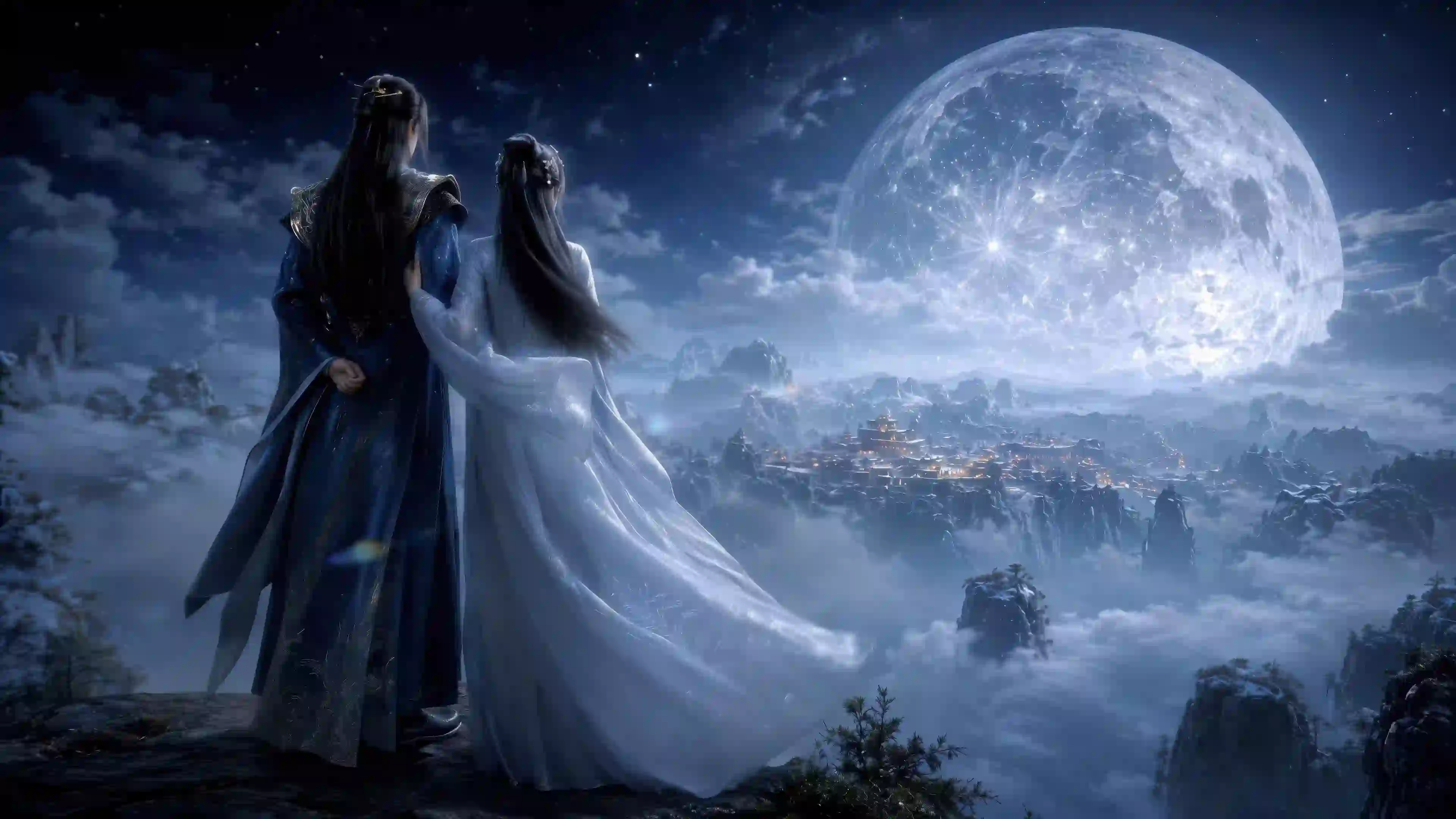 韩立南宫婉月夜 唯美背影 凡人修仙传 明月