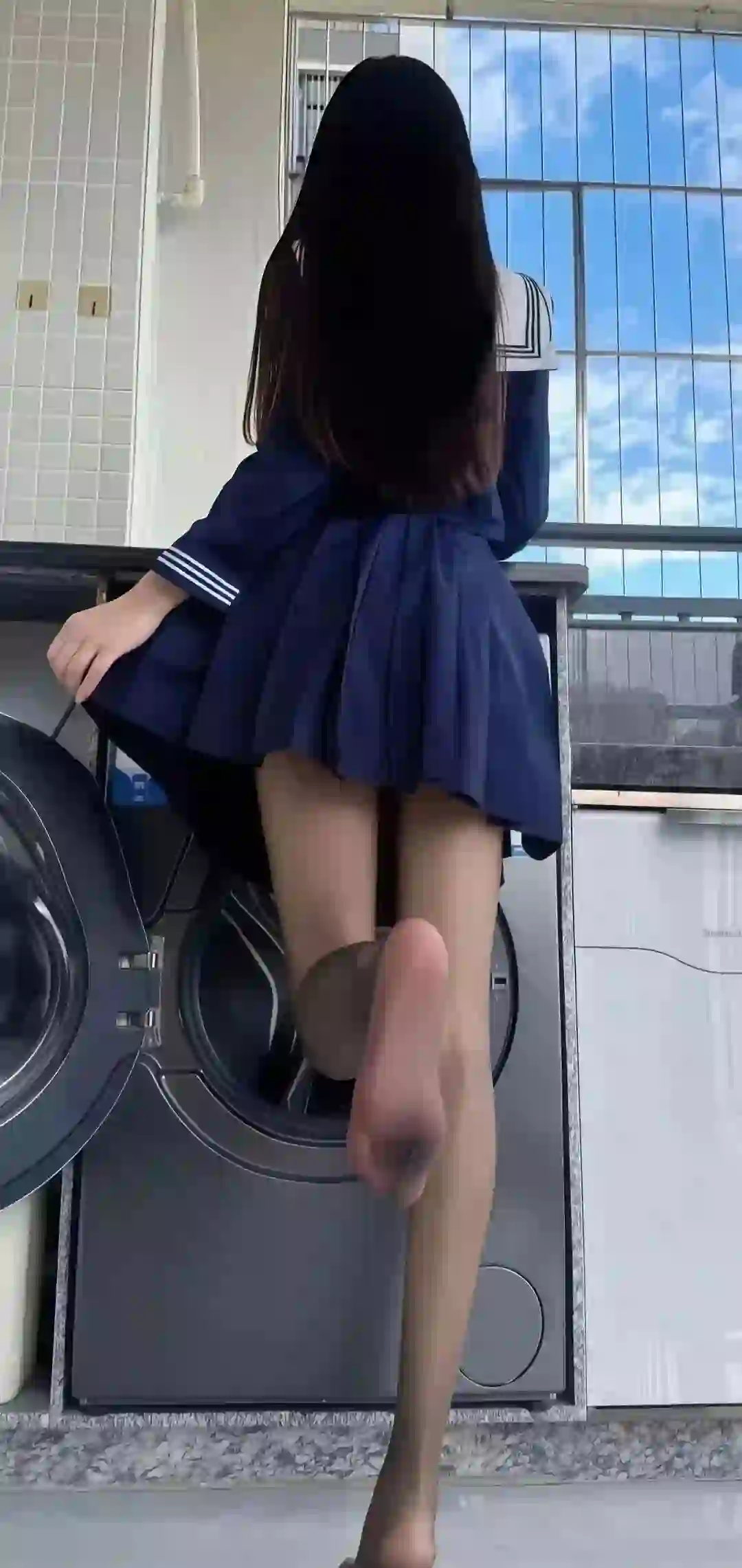 长发jk美女 长发美女 可爱女孩 丝袜美腿