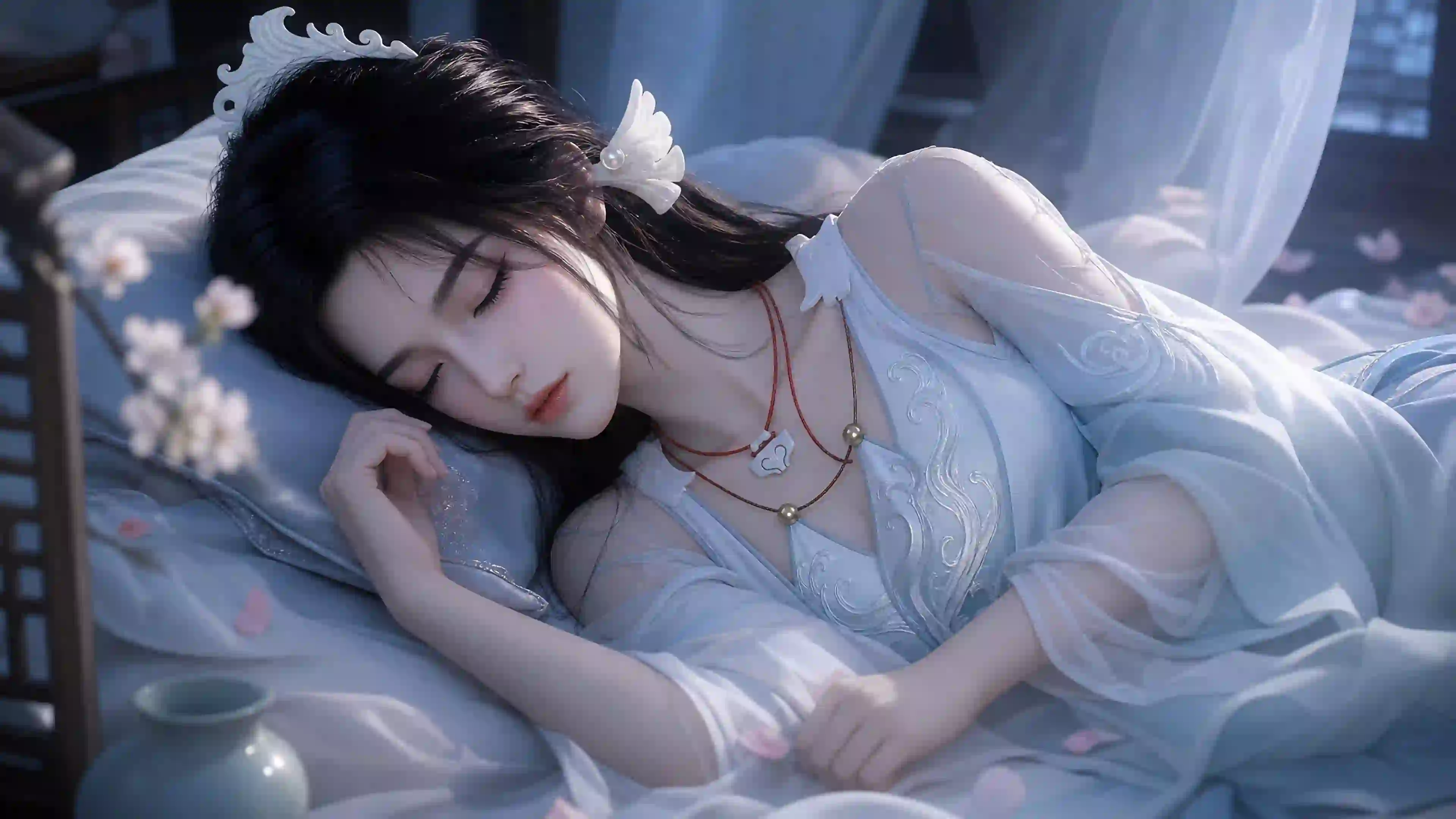 《凡人修仙传》宋玉 唯美 白色长裙 花