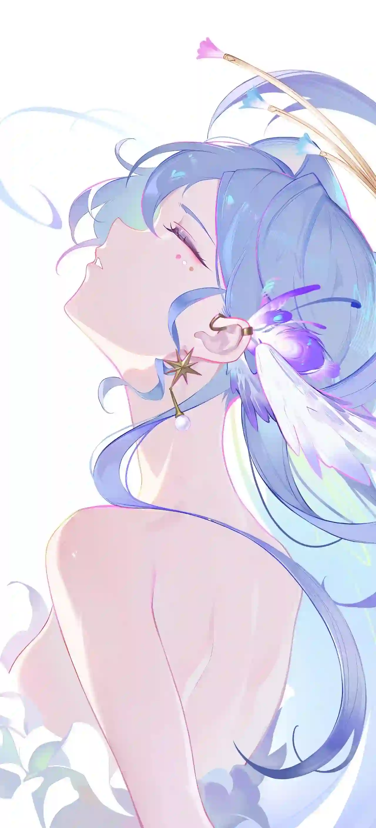 蓝发少女 动漫插画 侧颜 梦幻唯美 少女感