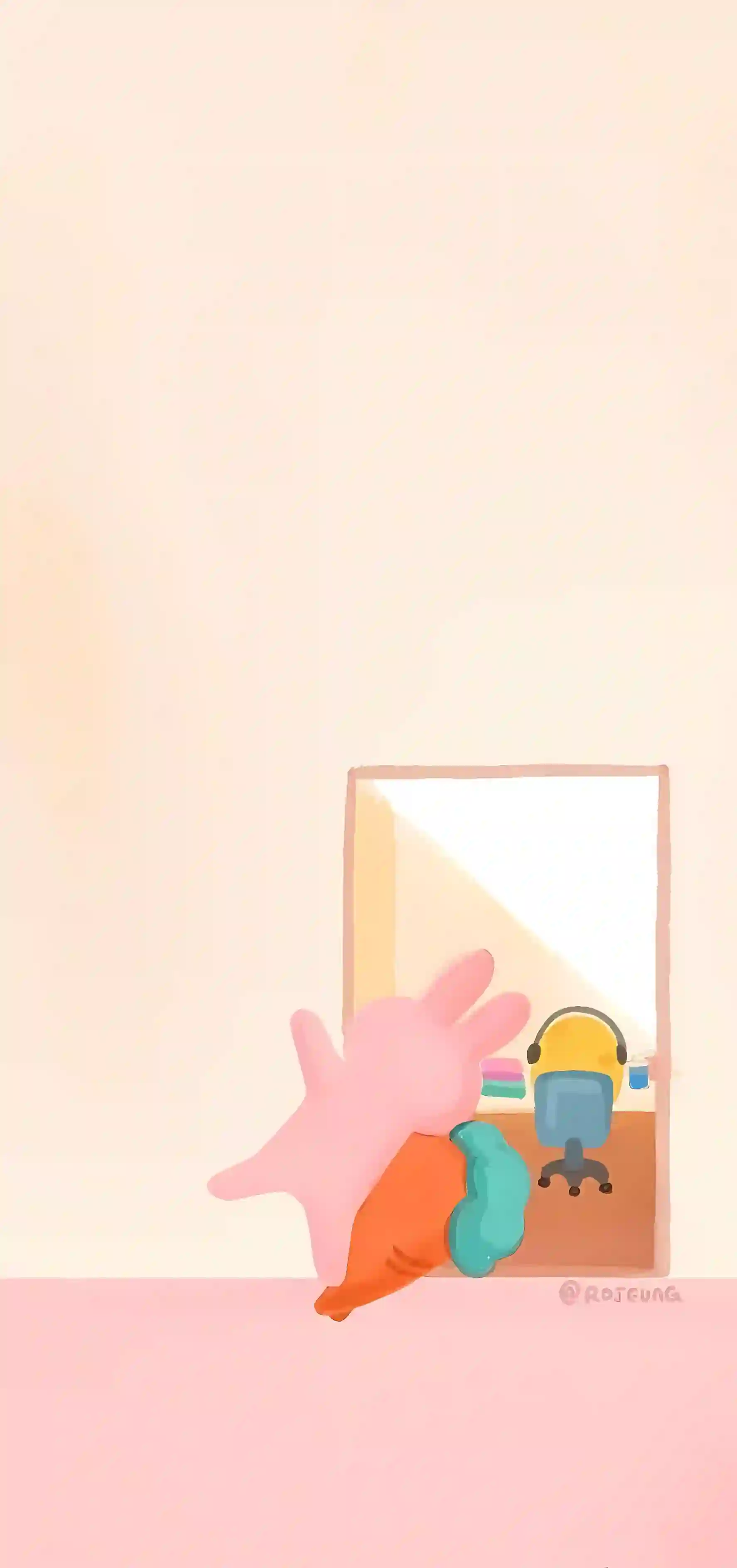 创意 可爱  粉色小兔 极简壁纸