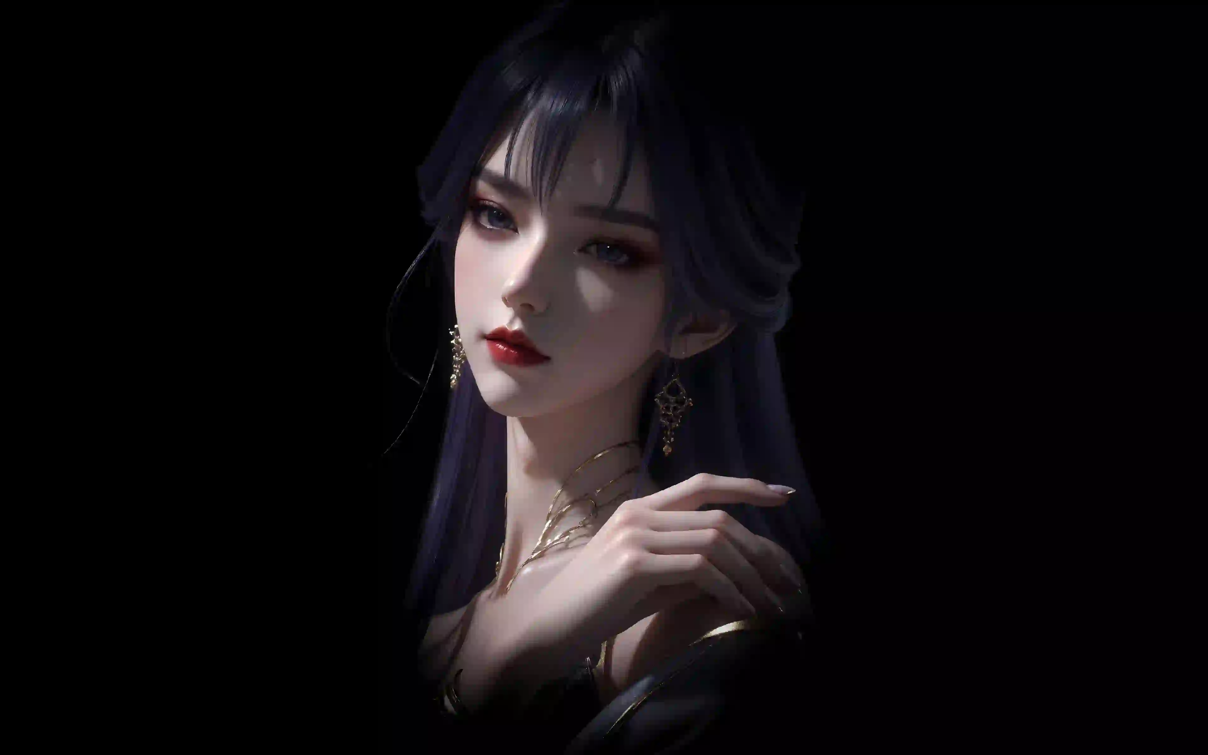 天穹长老 黑色背景 动漫女孩
