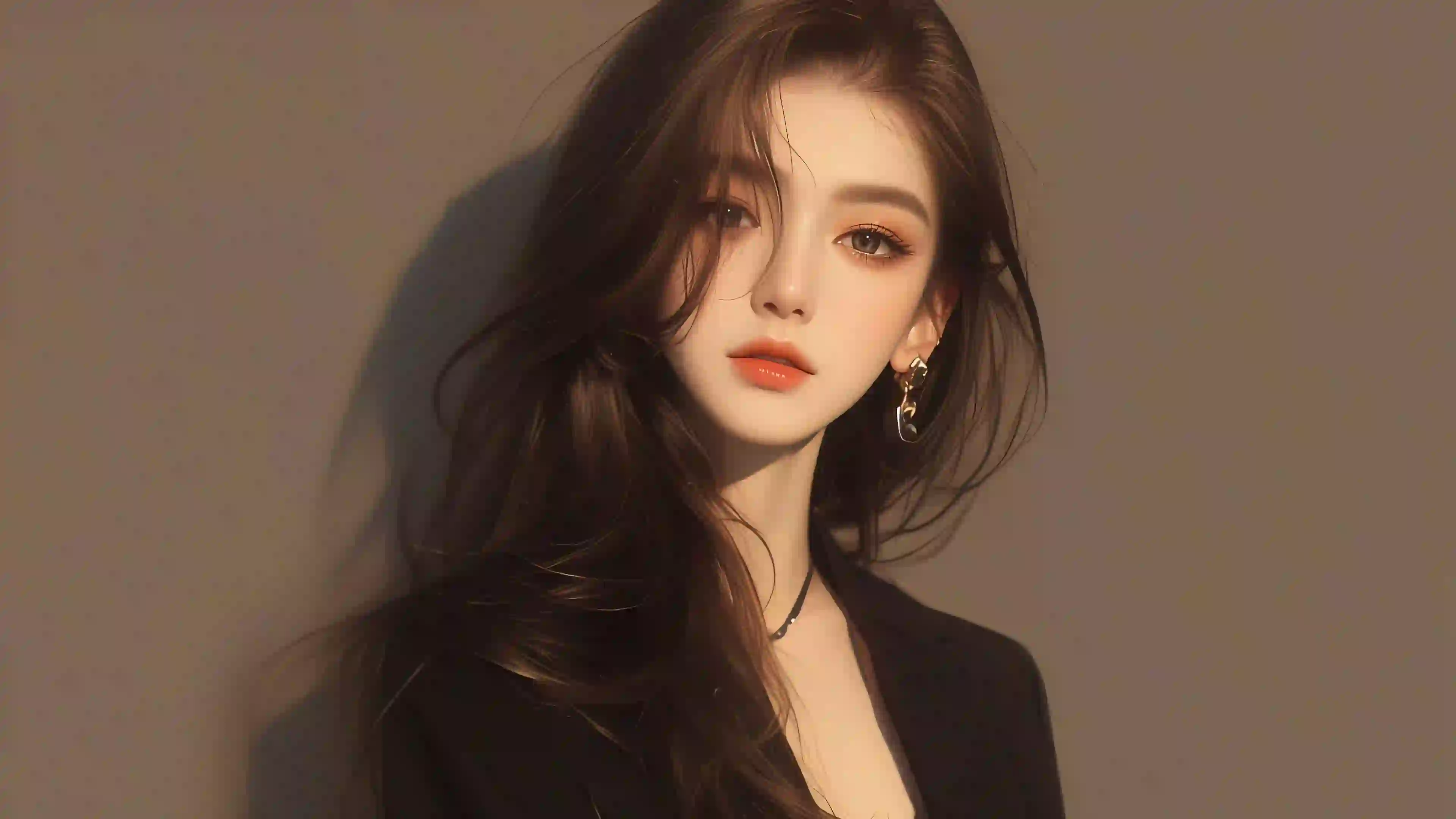 ai 长发美女 西装