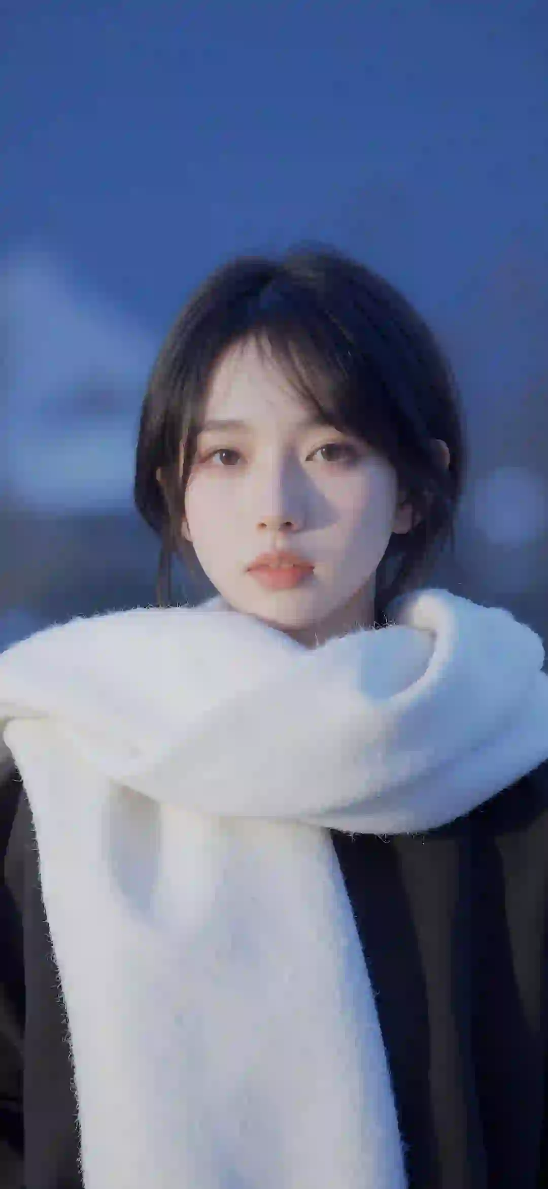 白色围巾 长发美女 清纯 小清新