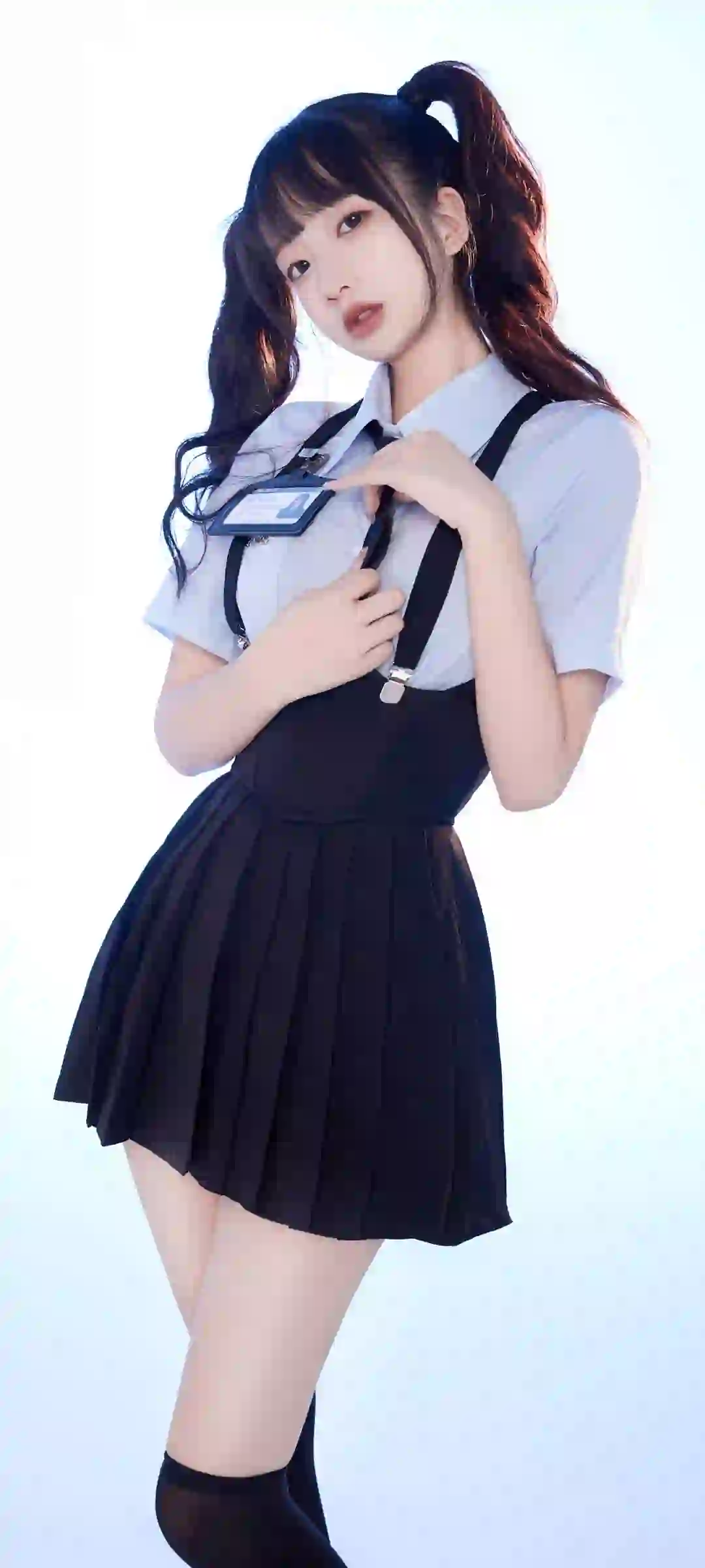 可爱双马尾女孩 长腿美女 jk美女 黑色裙子 