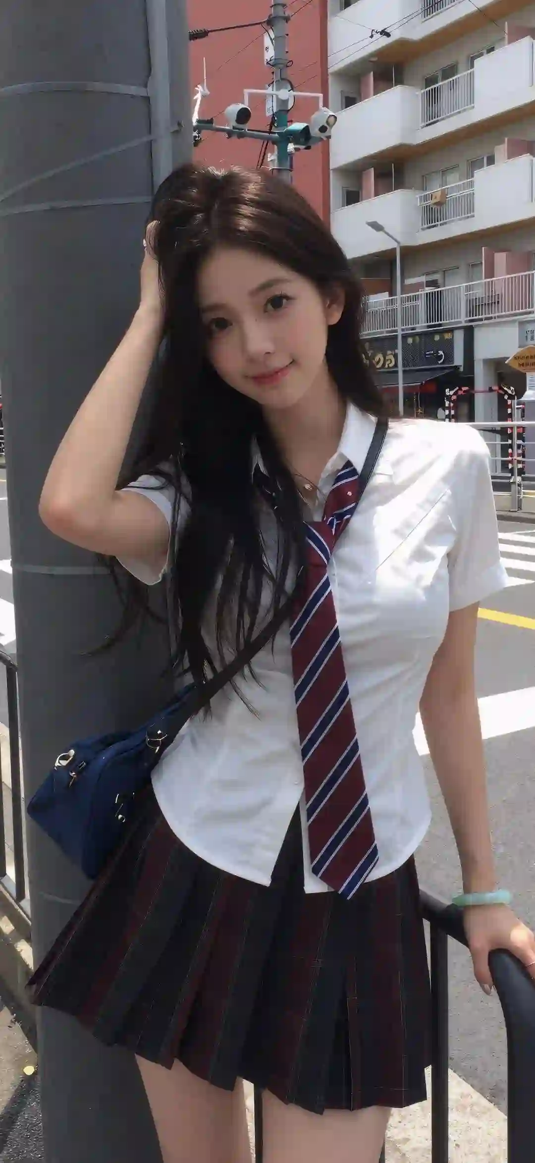 日系JK制服少女 街拍 清新 校园风