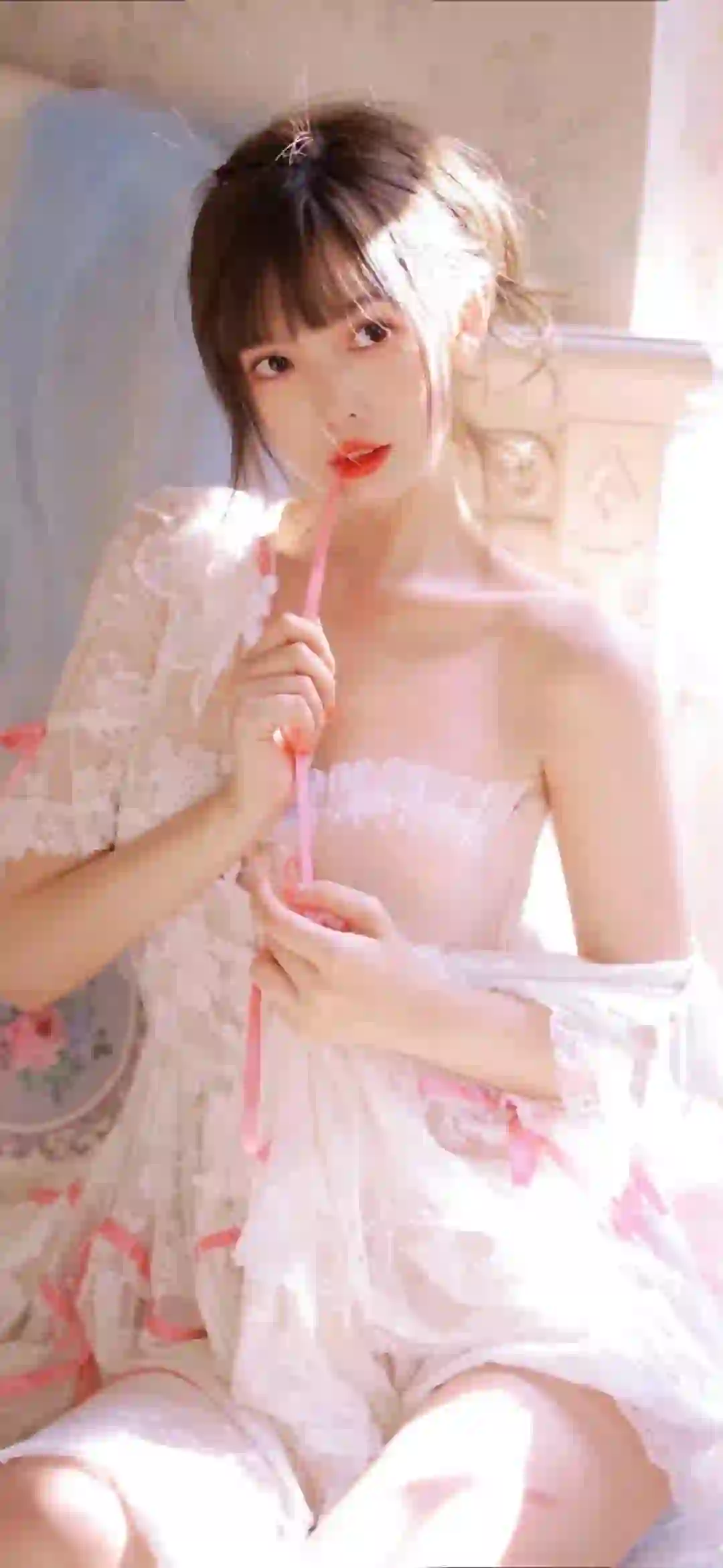 美女 长发美女 可爱甜美女孩 清纯 粉色