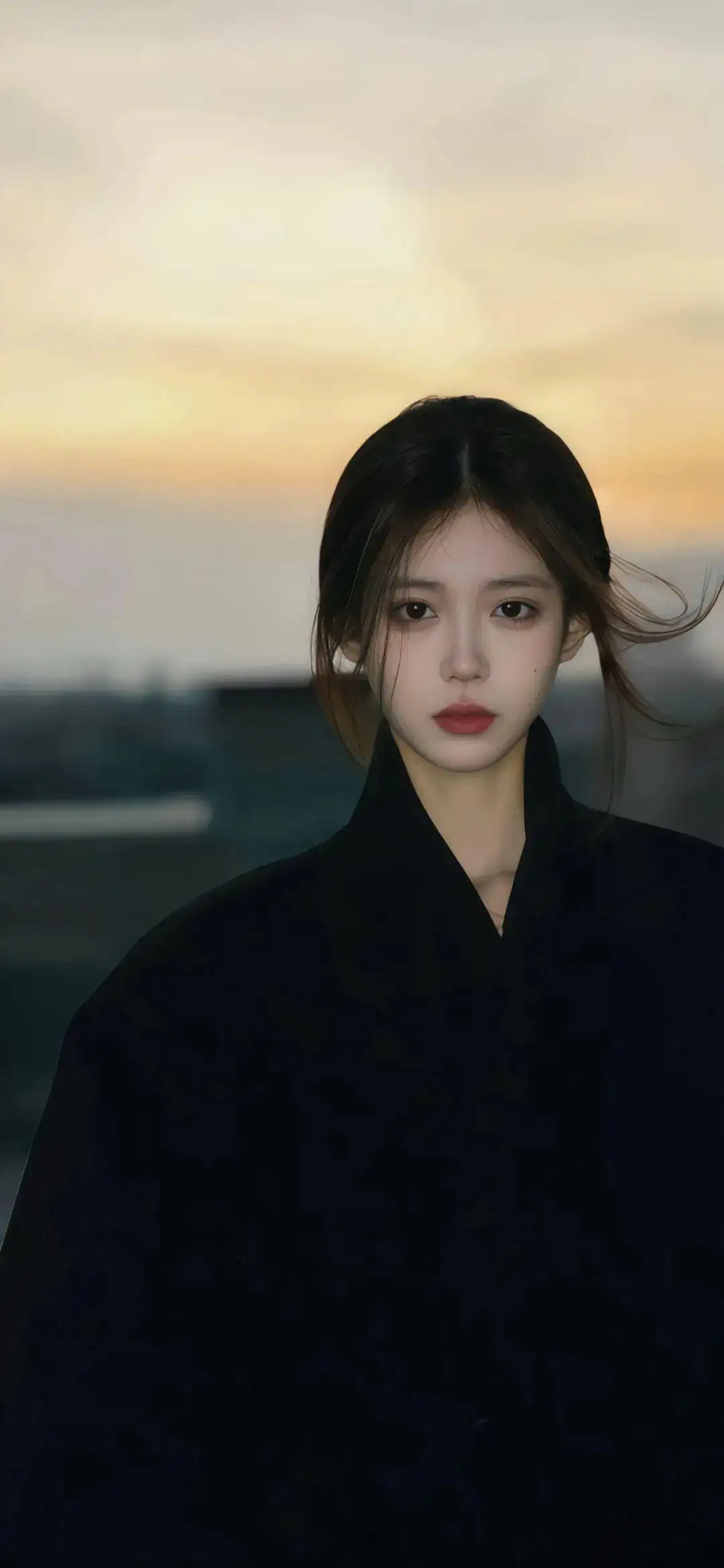 长发黑衣唯美美女