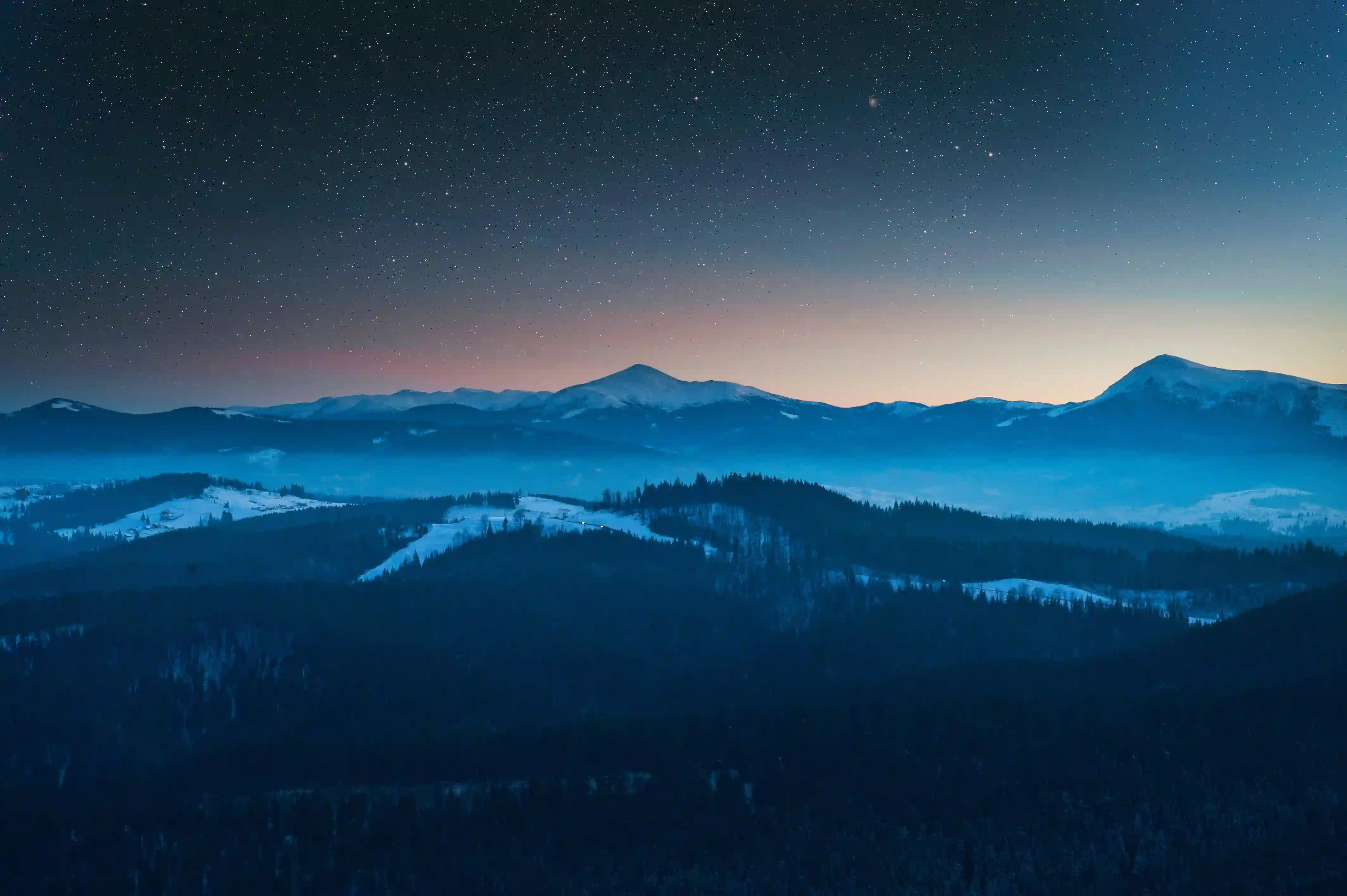 晚上 星星 山 雪山 满天星