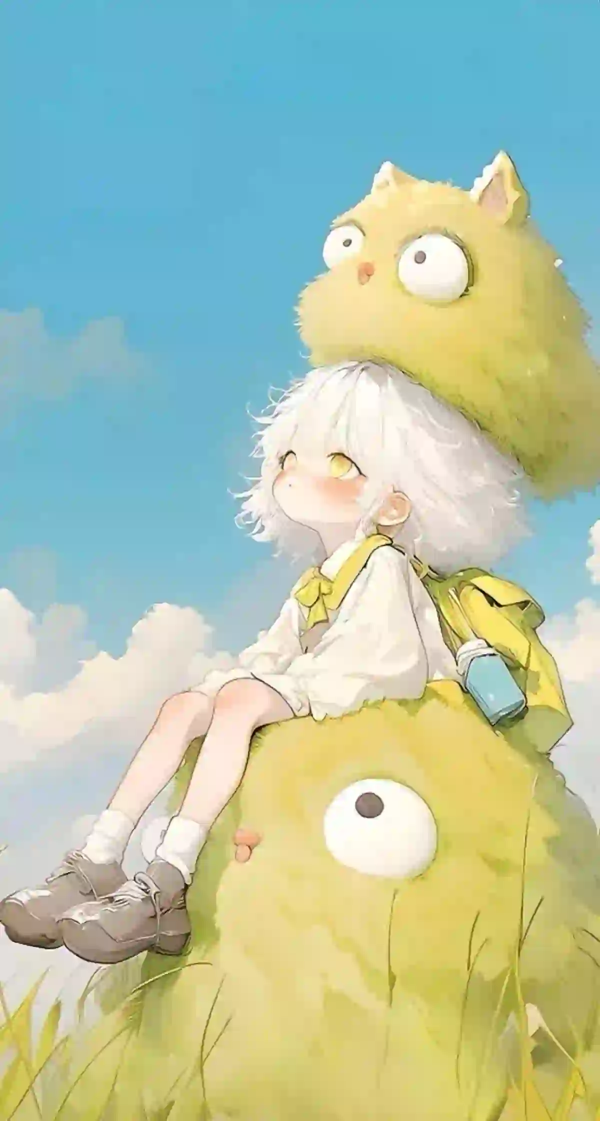 可爱小女孩 毛绒绒的可爱小动物