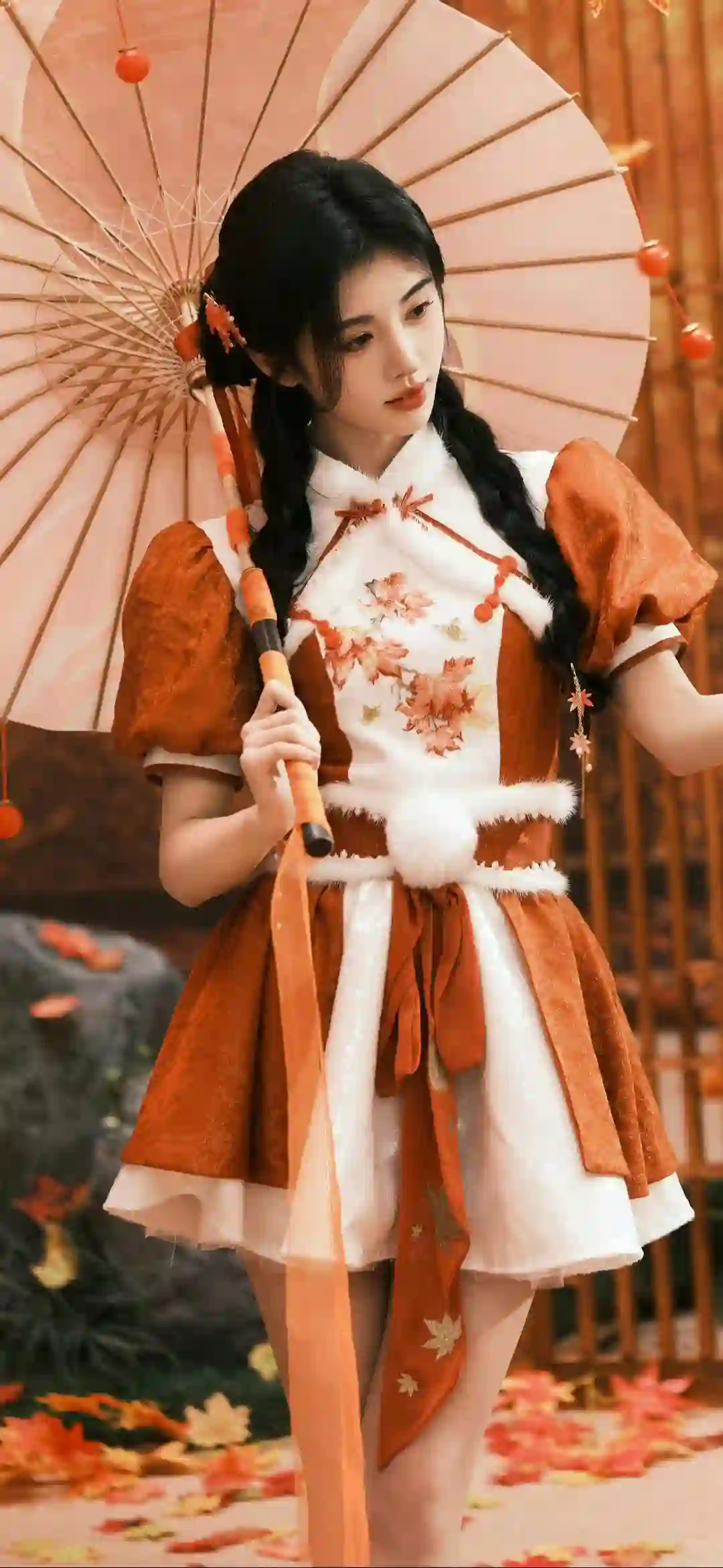 美女明星 鞠婧祎 长发可爱女孩 古风小短裙 