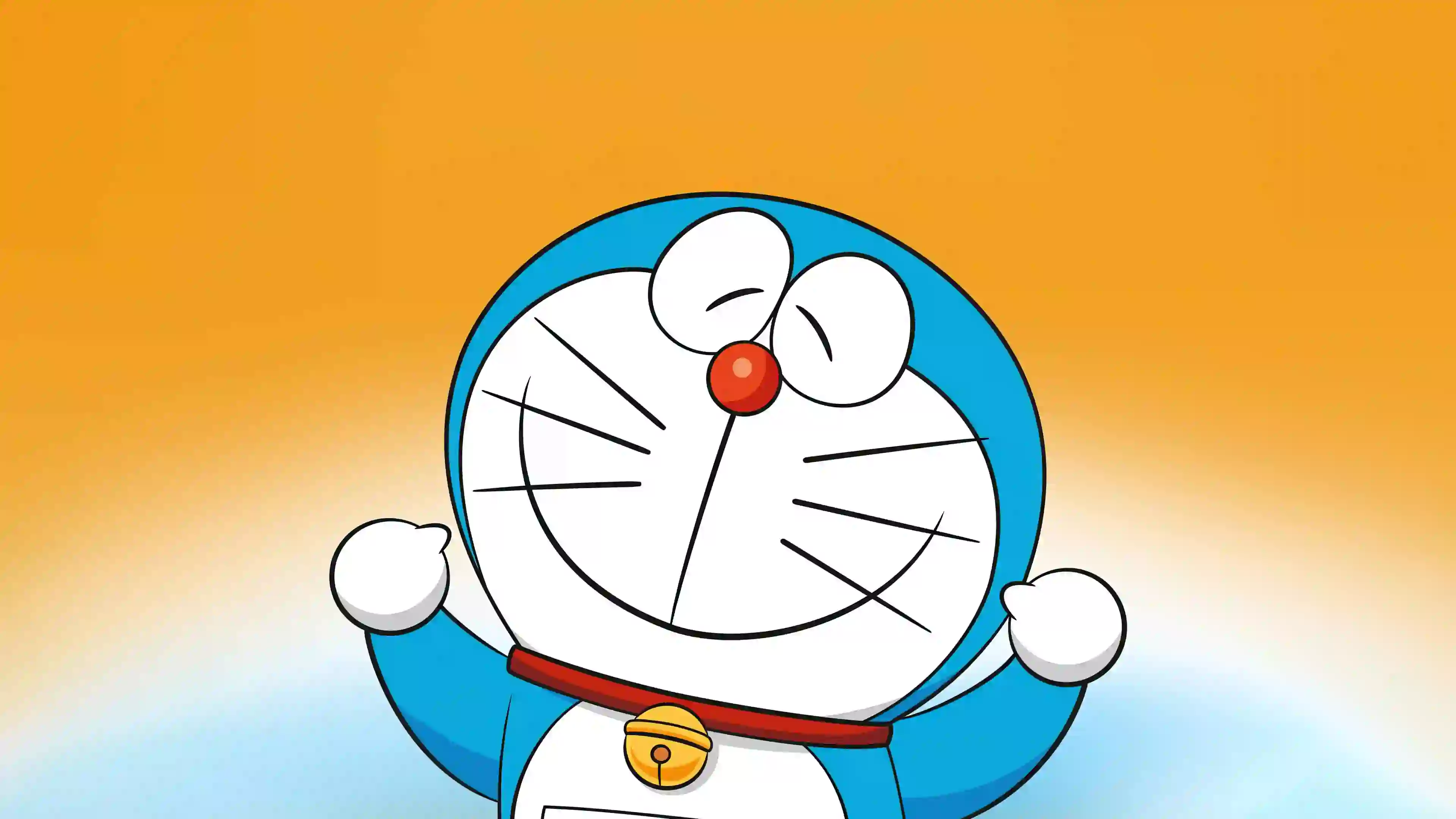 doraemon 动漫角色 可爱 极简 橙色背景