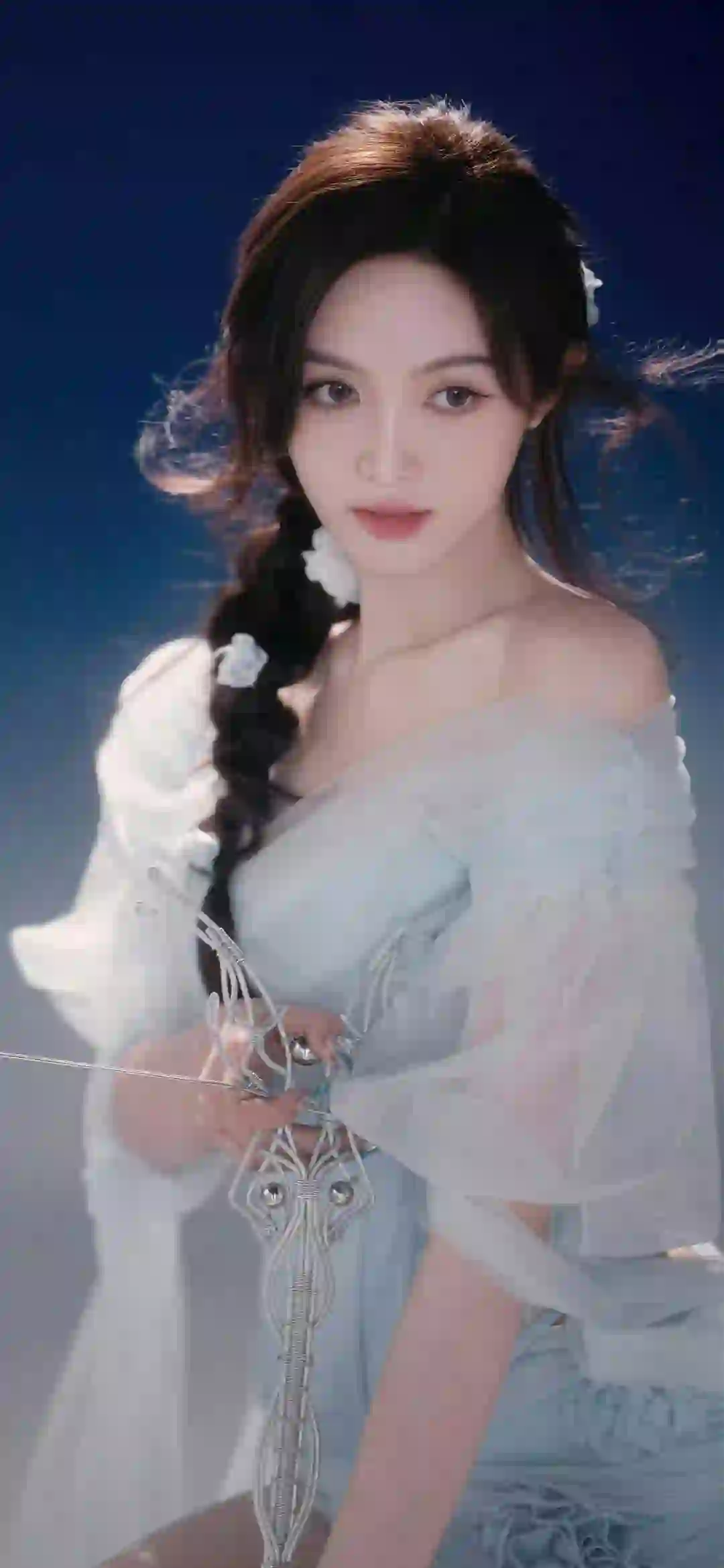 长发美女 吴宣仪 时尚美女 性感美女 白色薄纱