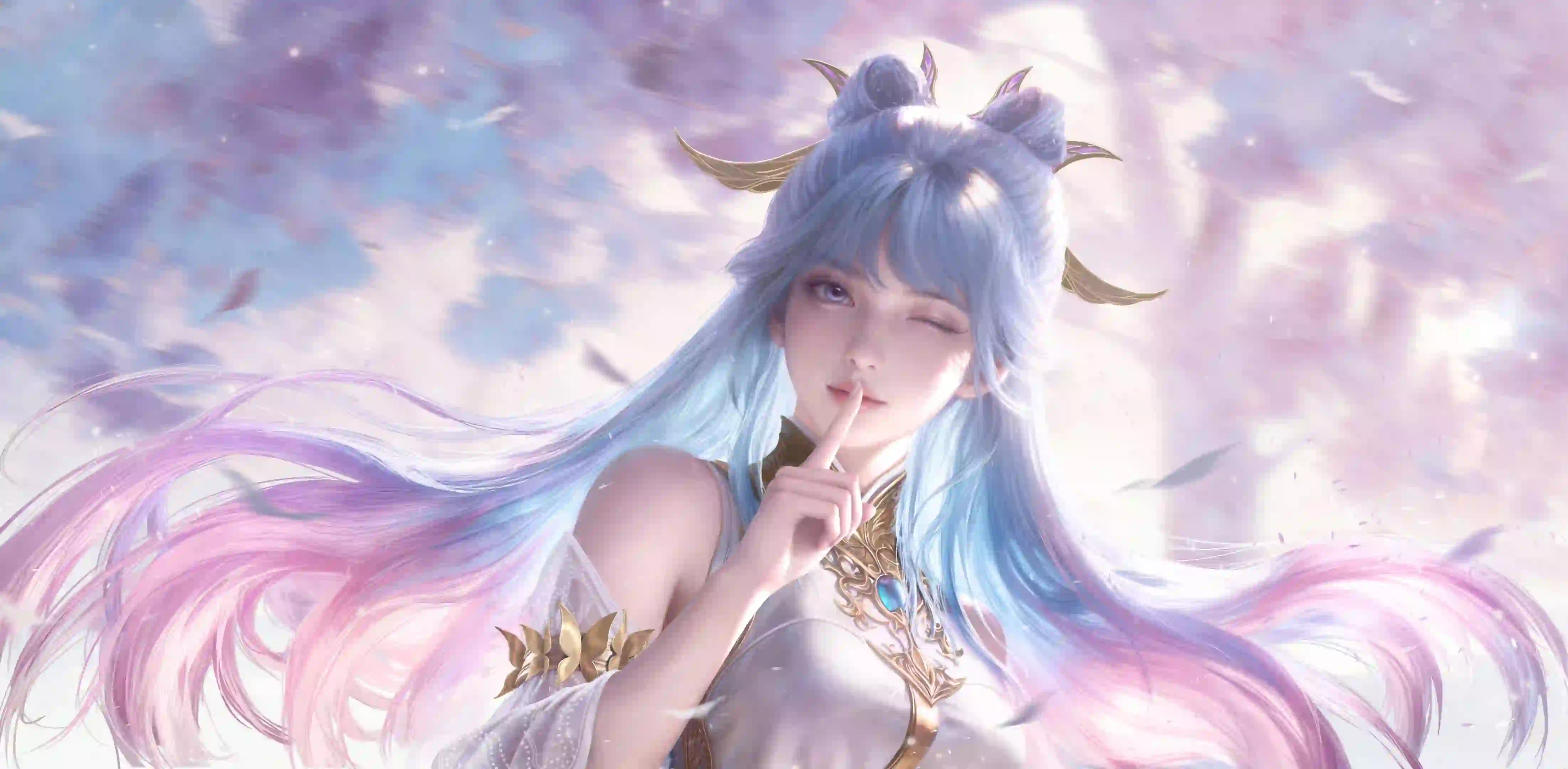 唐舞桐 动漫角色 二次元 蓝粉渐变头发 
