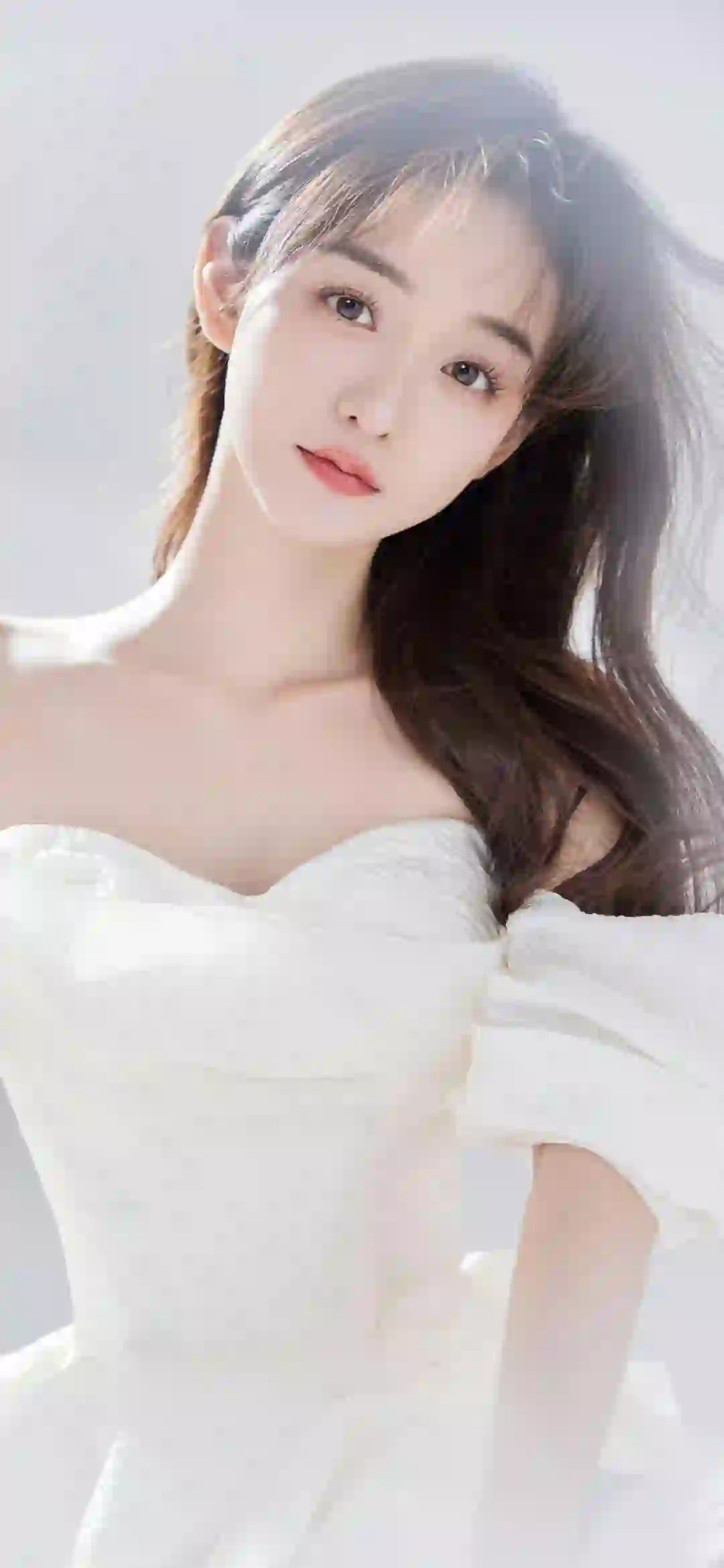 美女明星 何泓姗 清纯美女 抹胸长裙