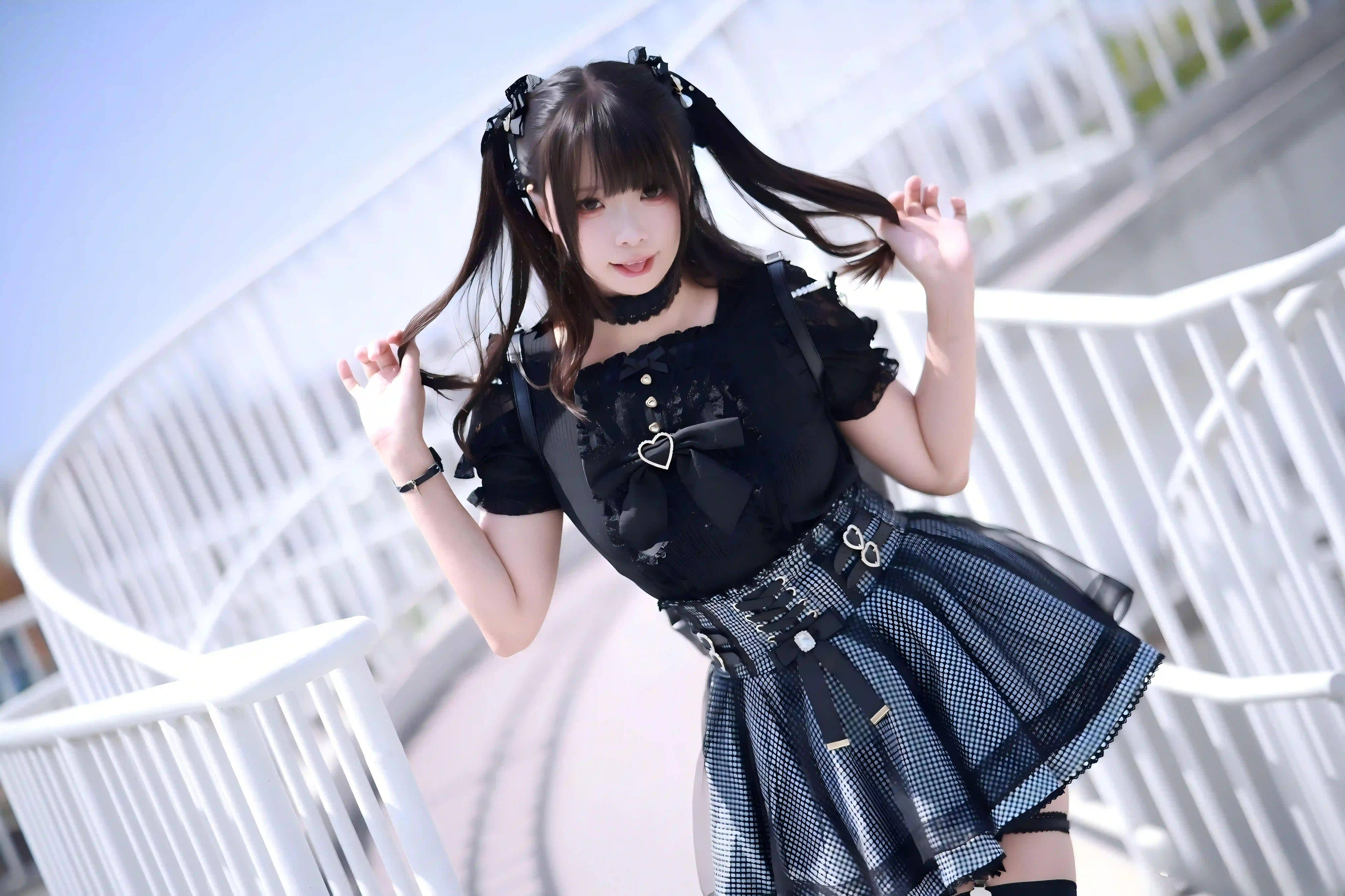双马尾 制服穿搭 Lolita 户外写真 